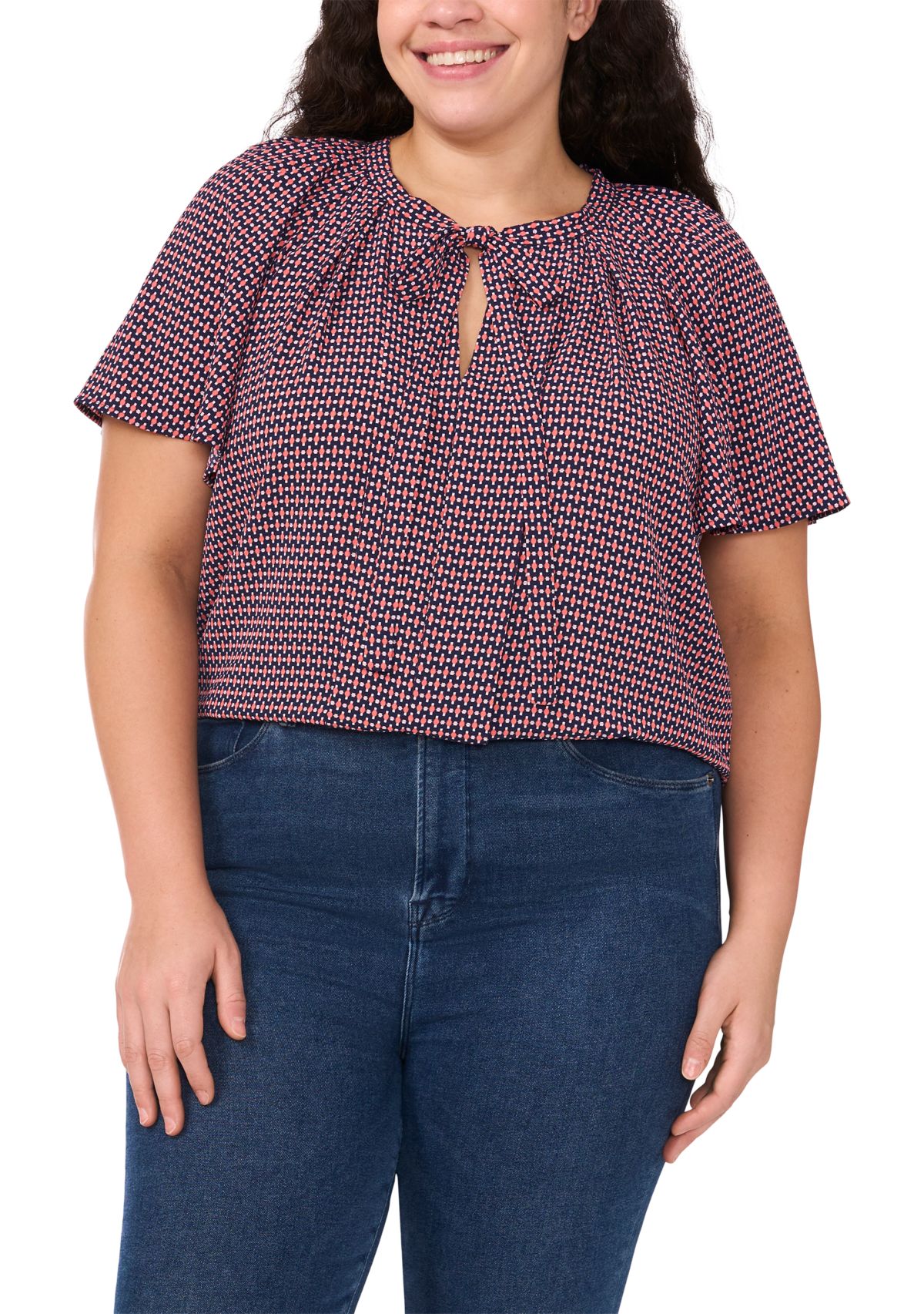 Plus Size Woven Printed Blouse