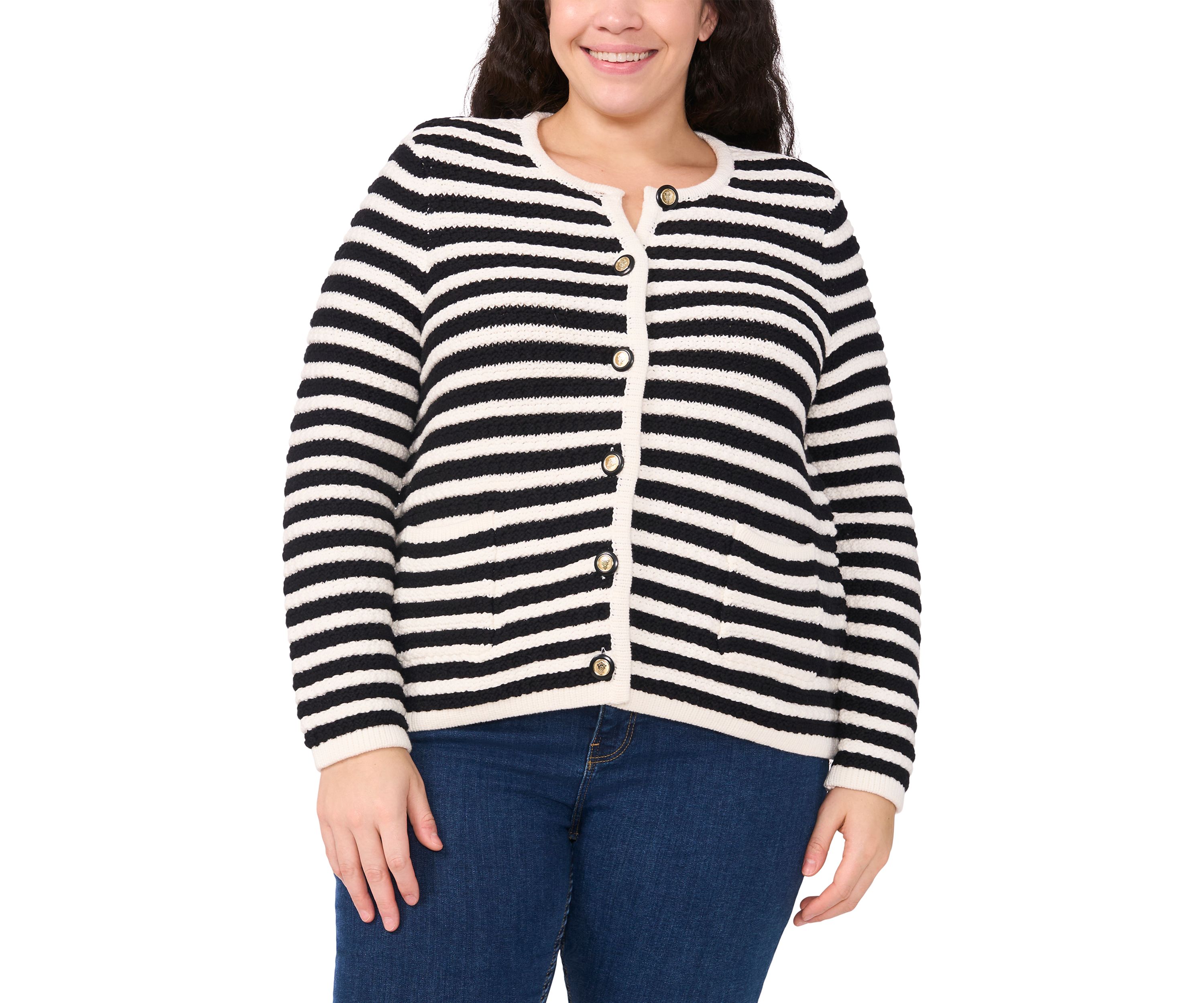 Plus Size Striped Cardigan Jacket 