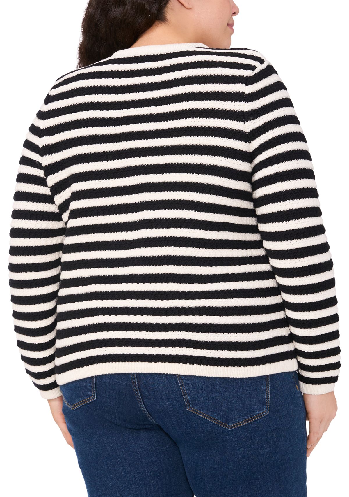 Plus Size Striped Cardigan Jacket 
