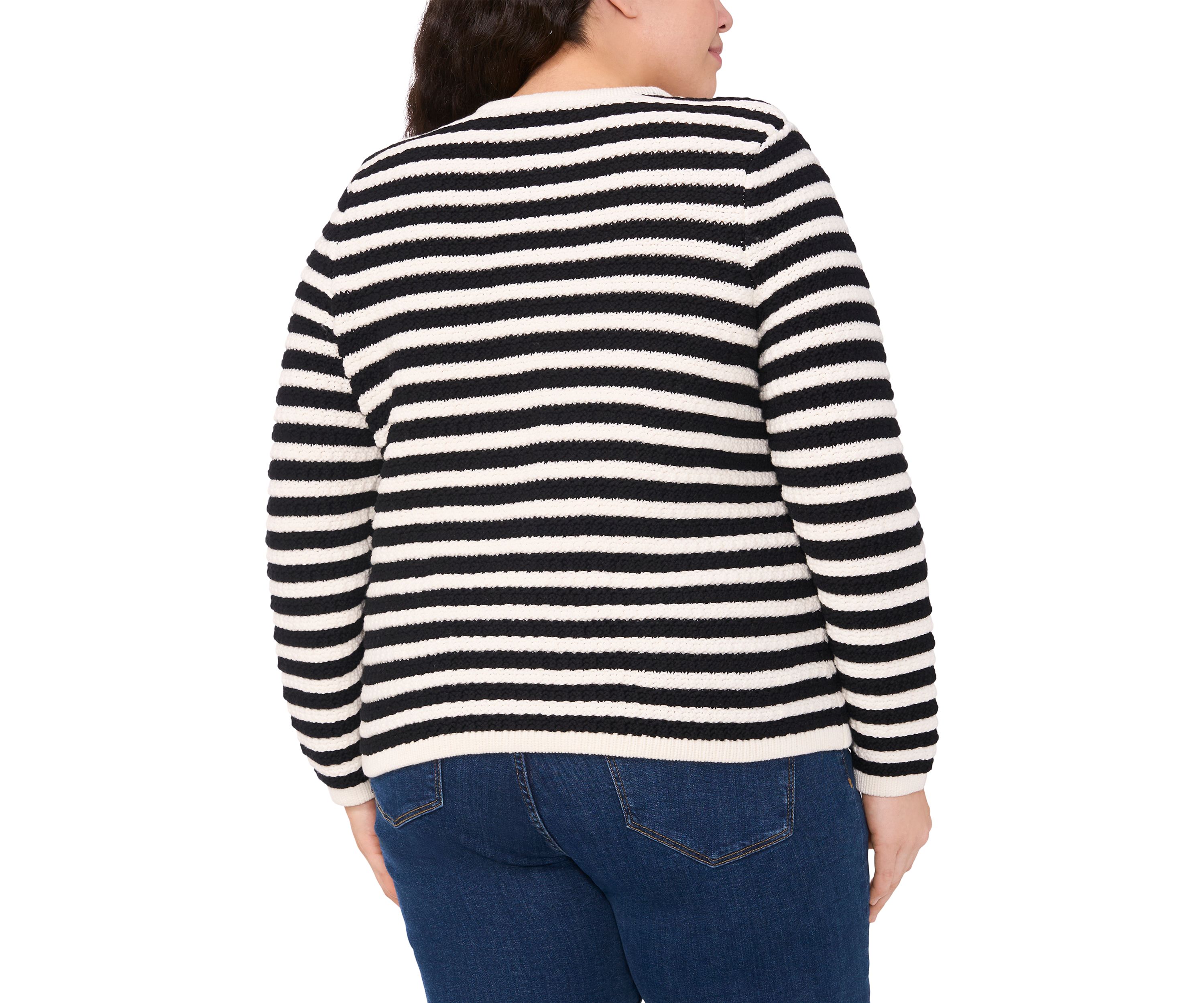 Plus Size Striped Cardigan Jacket 