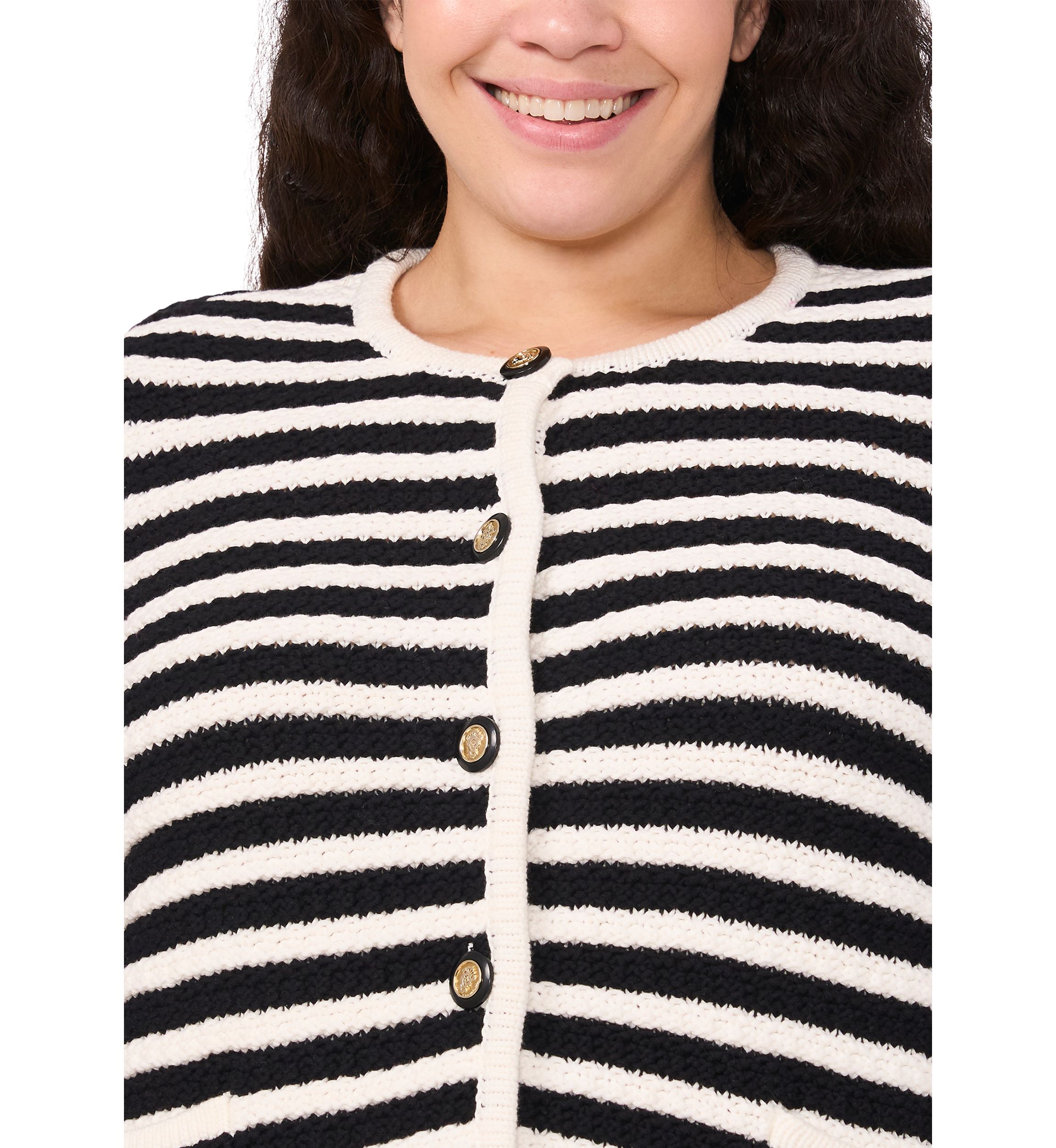 Plus Size Striped Cardigan Jacket 