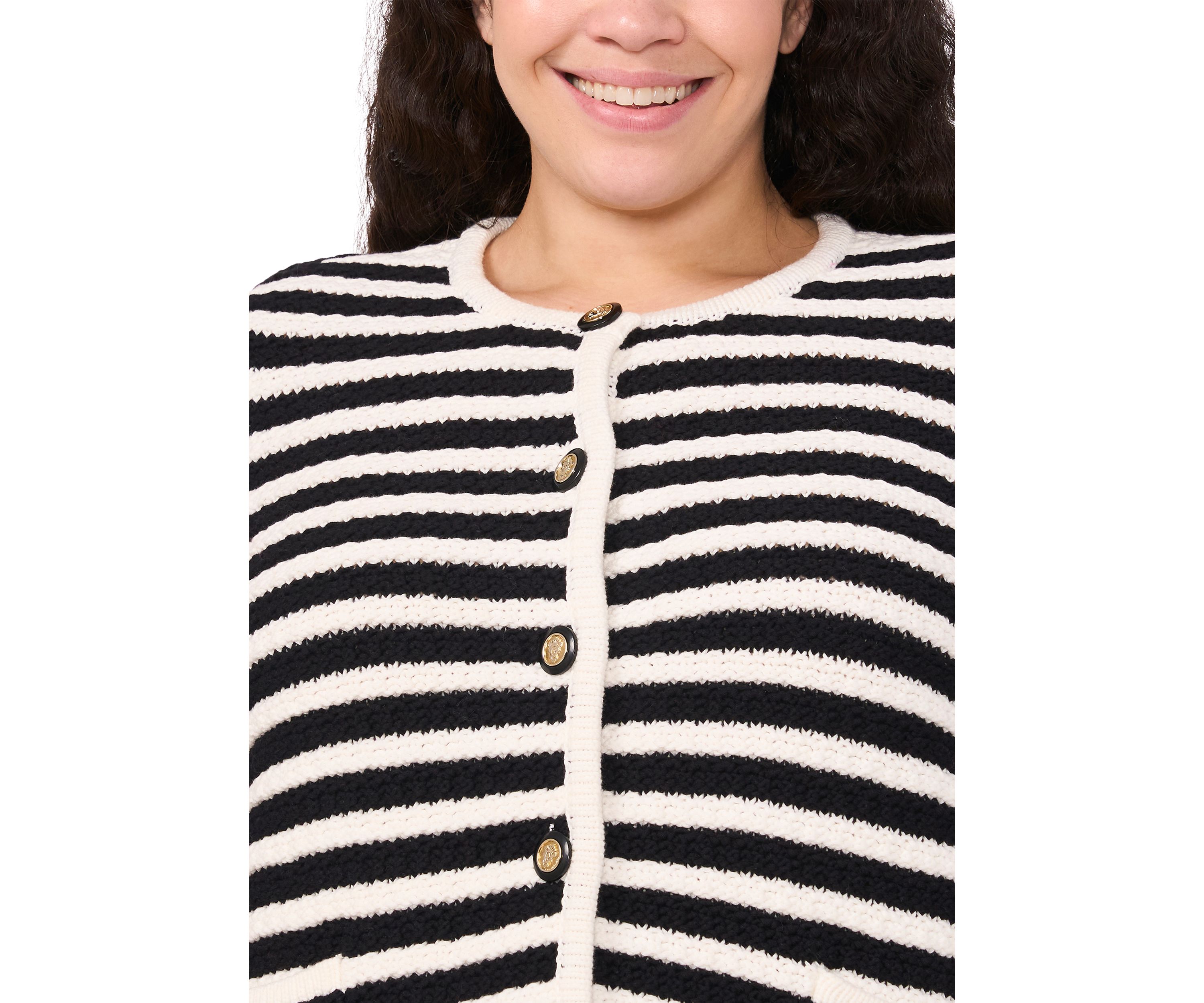 Plus Size Striped Cardigan Jacket 