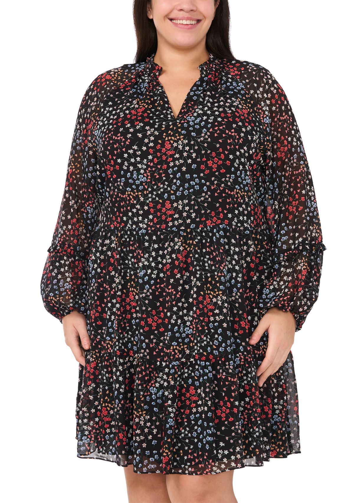 Plus Size Long Sleeve Babydoll Dress