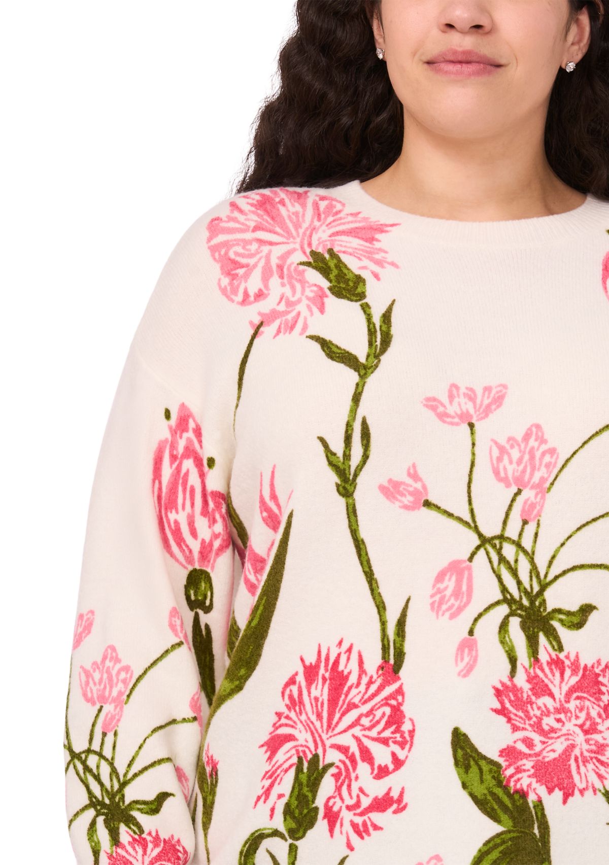Plus Size Floral Crew Neck Sweater