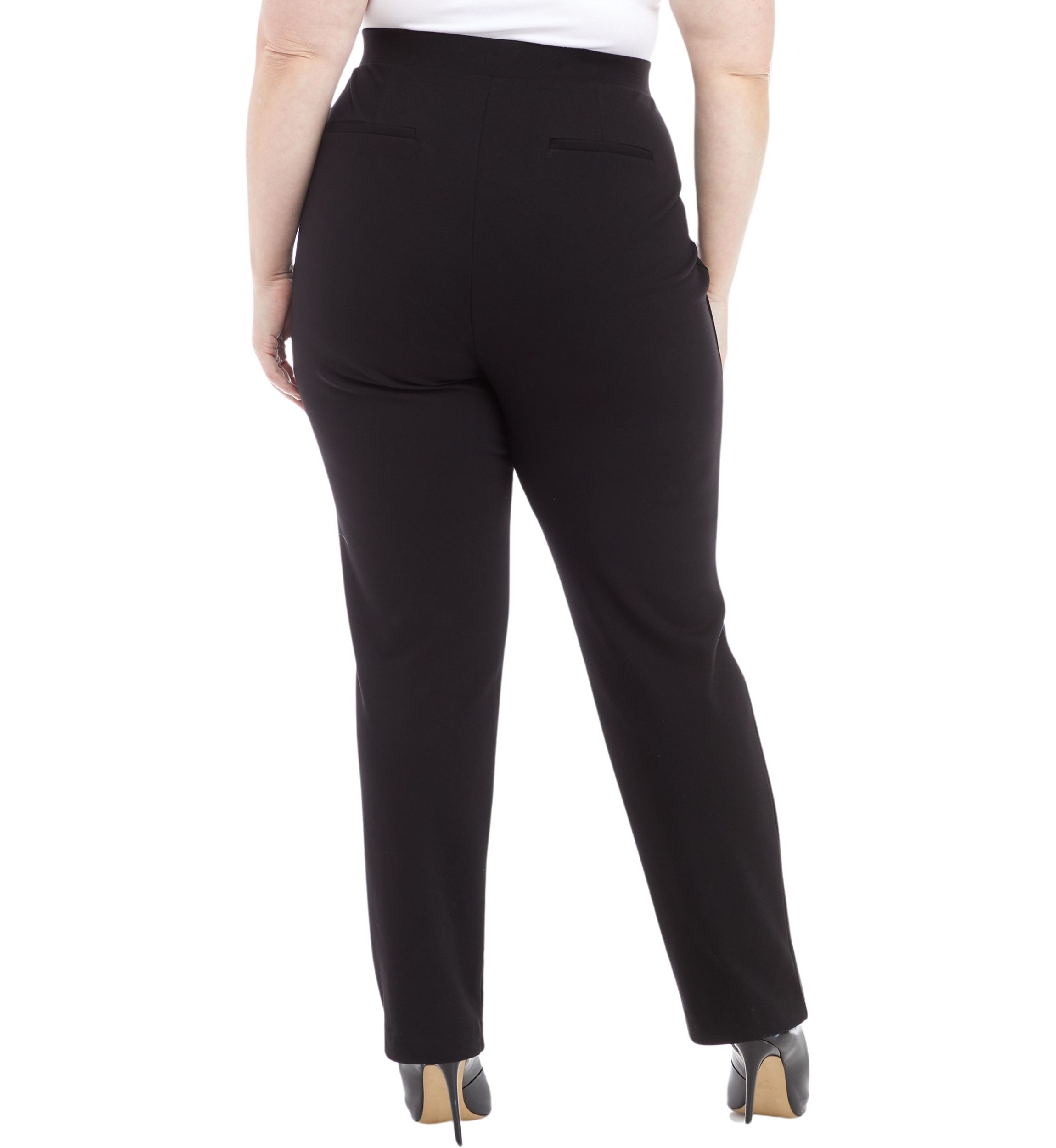 Plus Size Straight Leg Ponte Pants with Slit