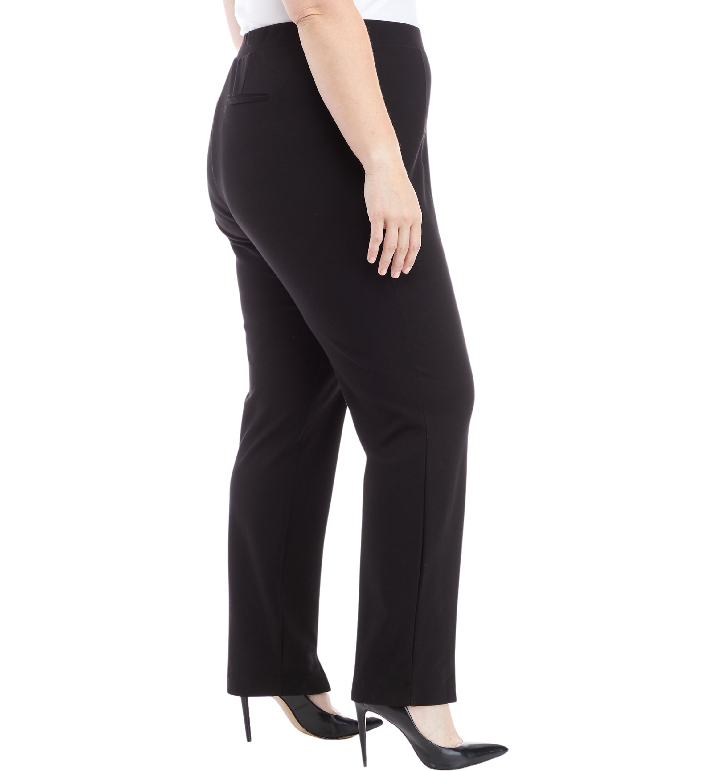 Plus Size Straight Leg Ponte Pants with Slit