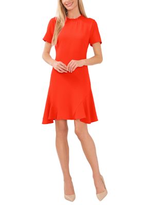 Petite Short Sleeve Ruffle Dress