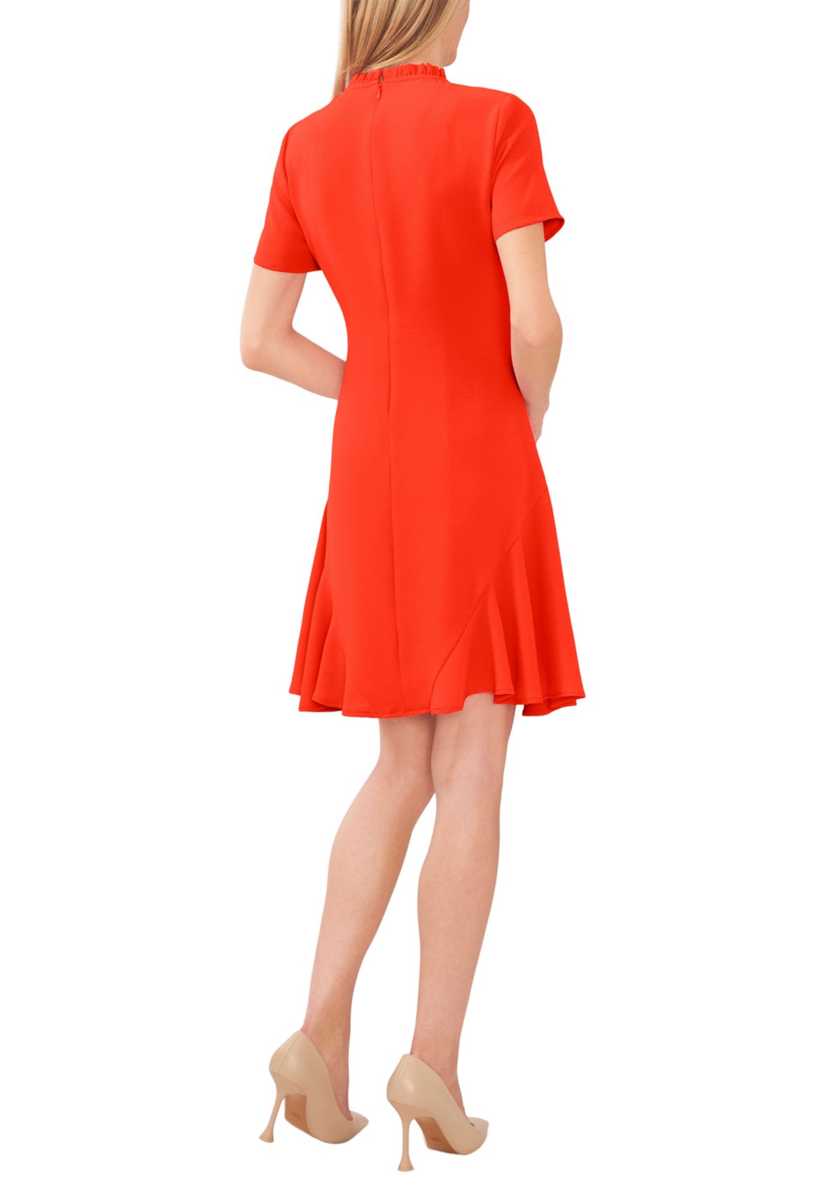 Petite Short Sleeve Ruffle Dress