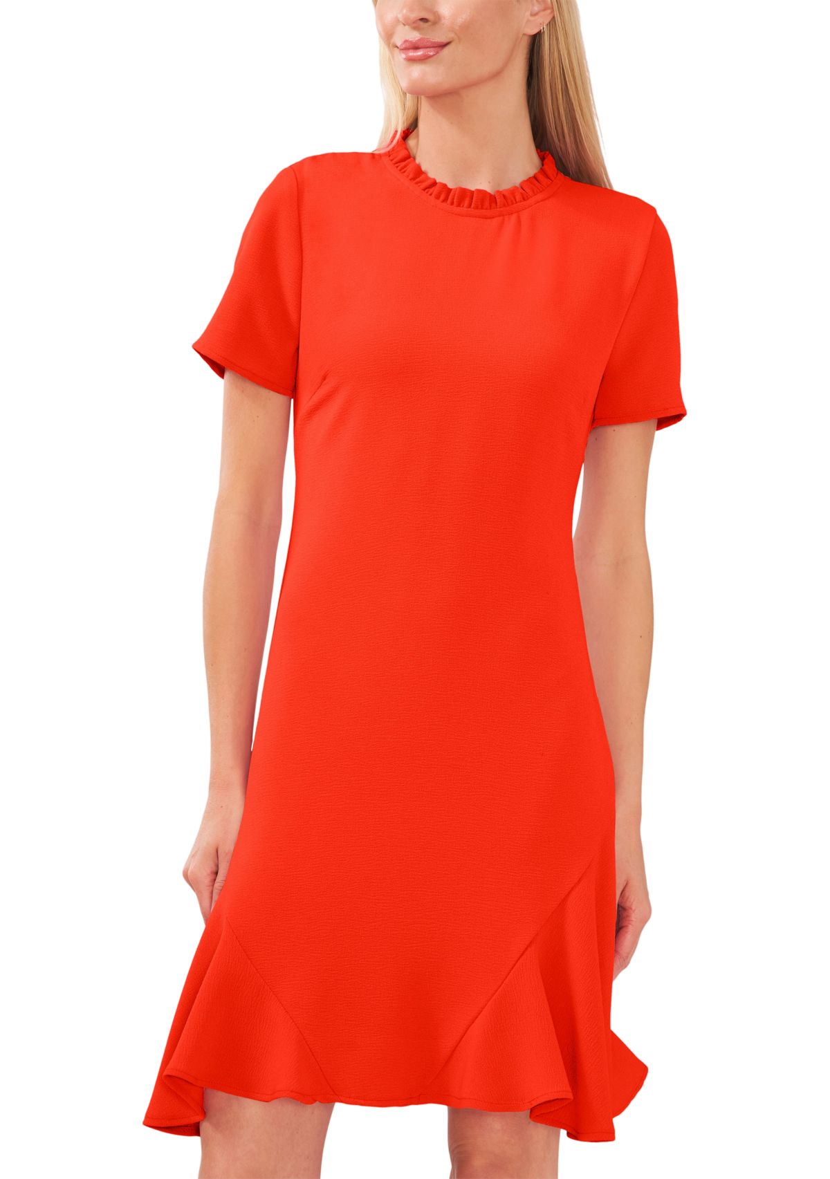 Petite Short Sleeve Ruffle Dress