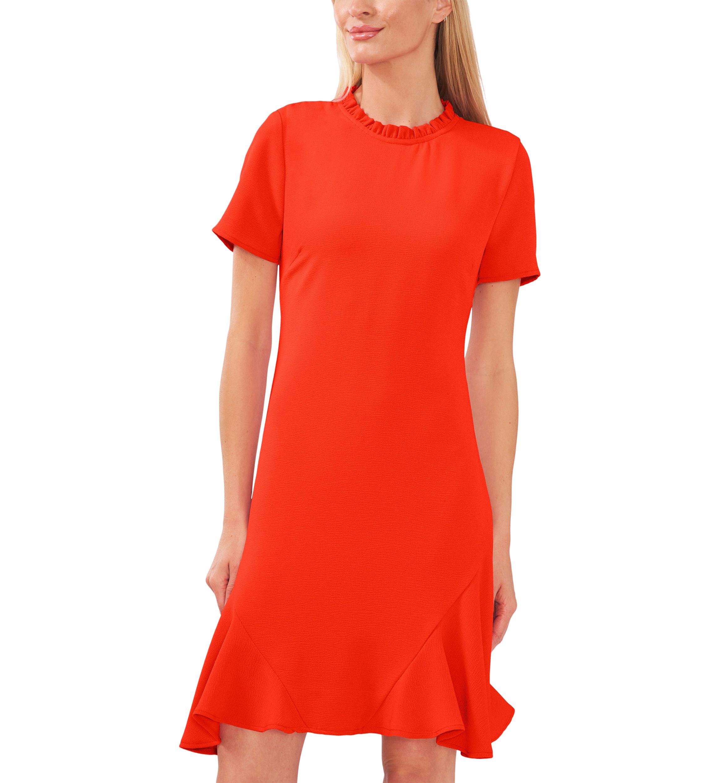 Petite Short Sleeve Ruffle Dress