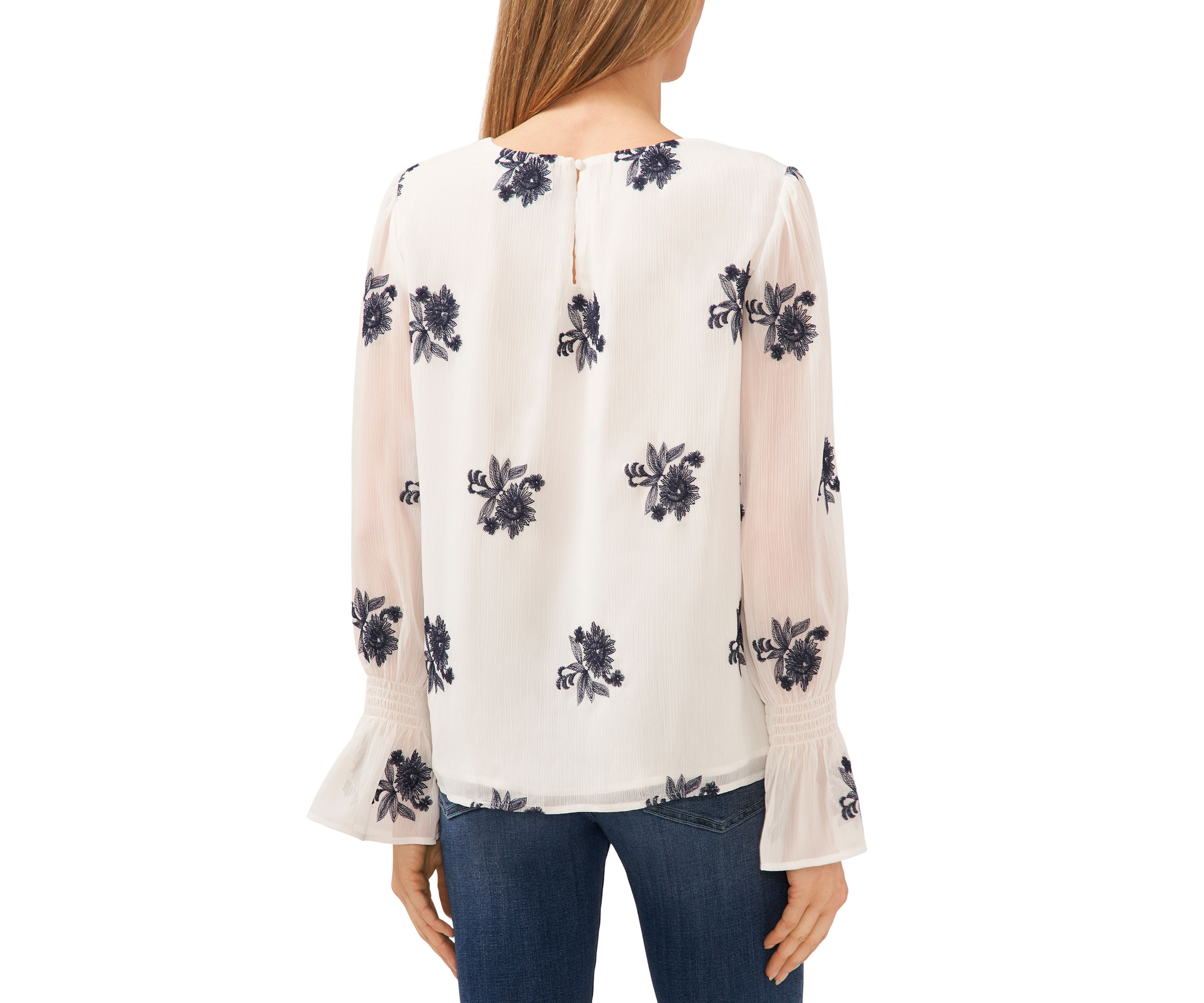 Petite Bell Sleeve Floral Blouse