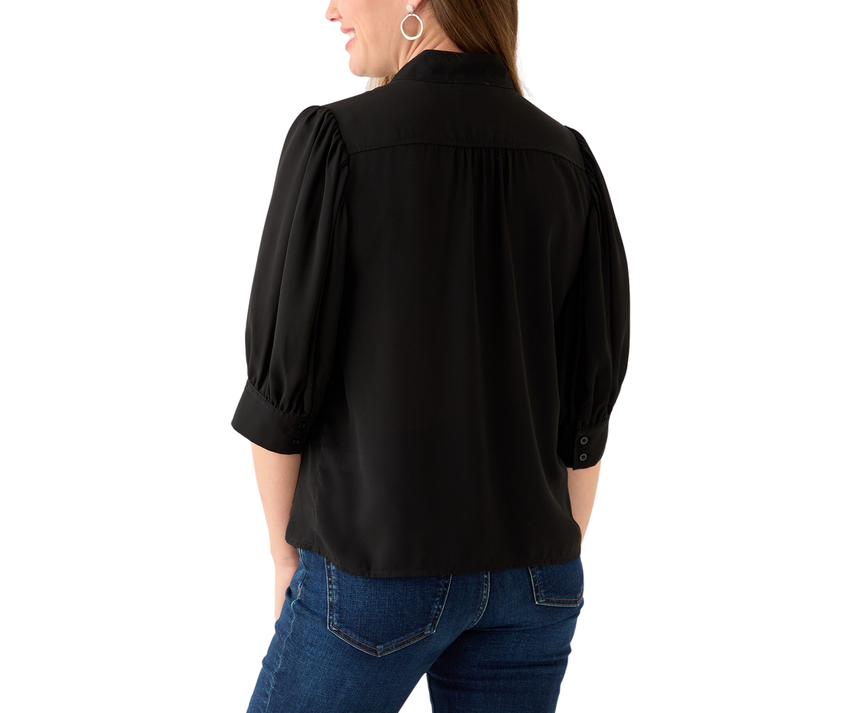 Petite 3/4 Sleeve New Ivory Button Down Top