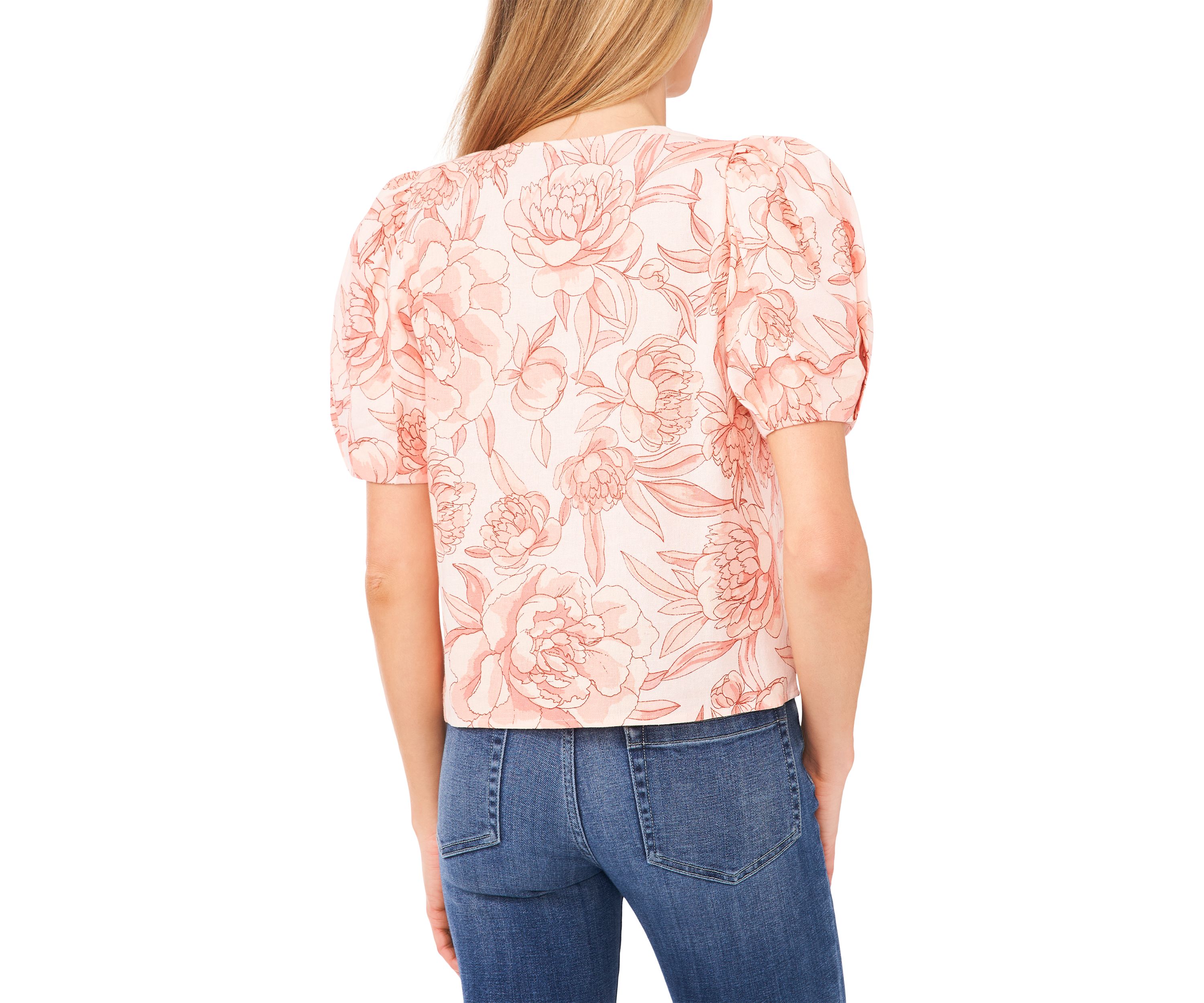 Petite Printed Puff Sleeve Blouse
