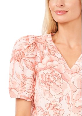 Petite Printed Puff Sleeve Blouse