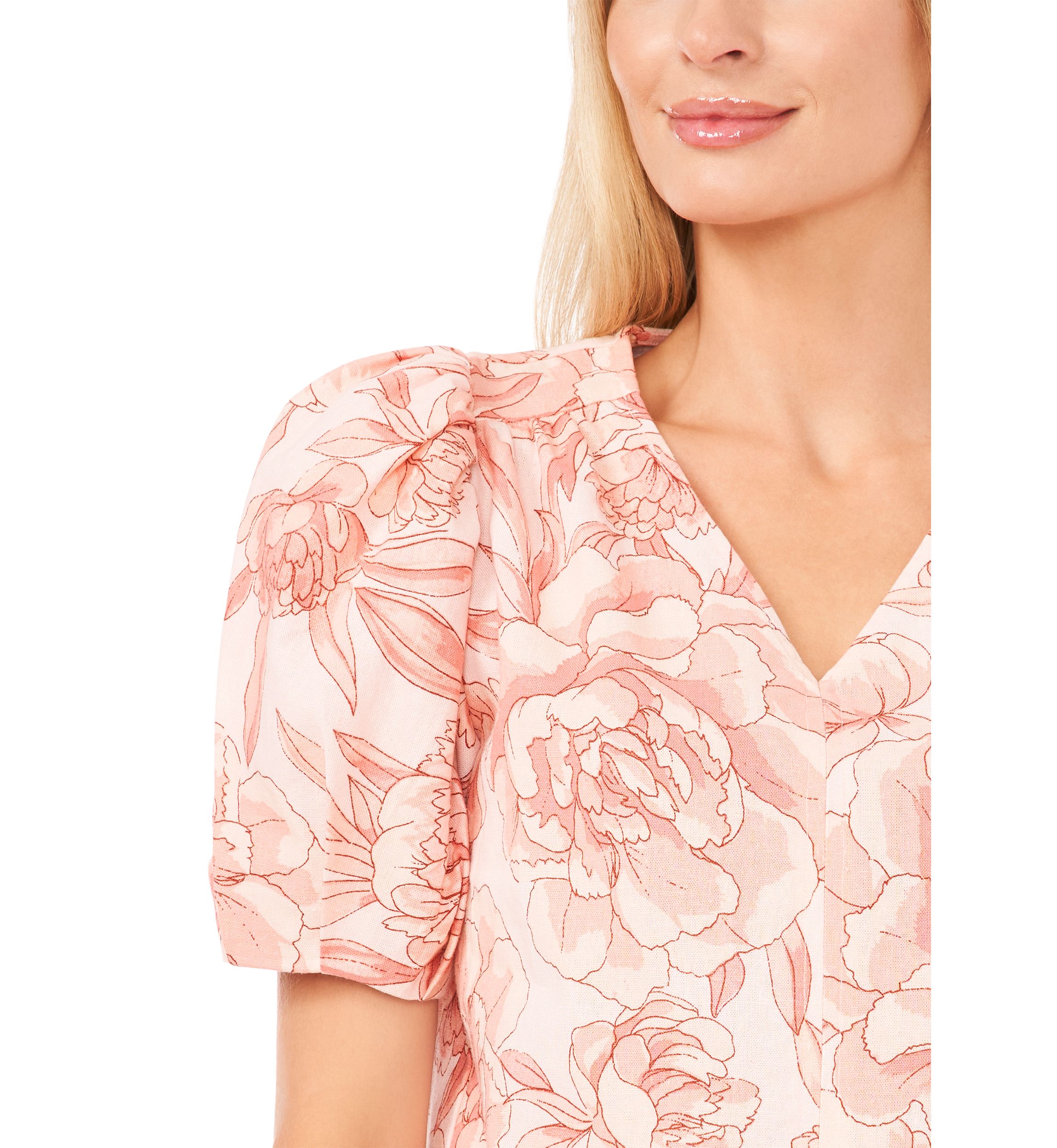 Petite Printed Puff Sleeve Blouse