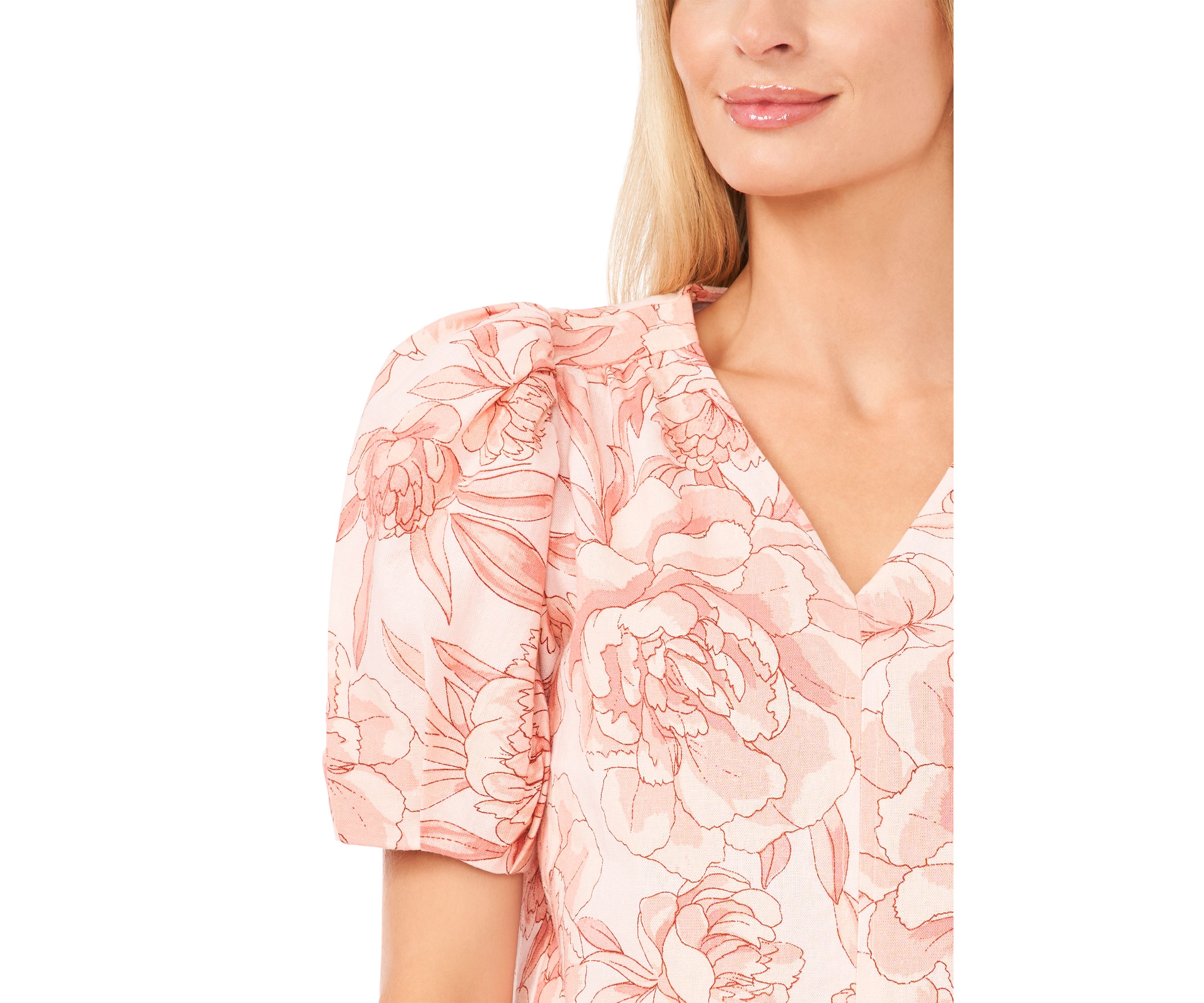 Petite Printed Puff Sleeve Blouse