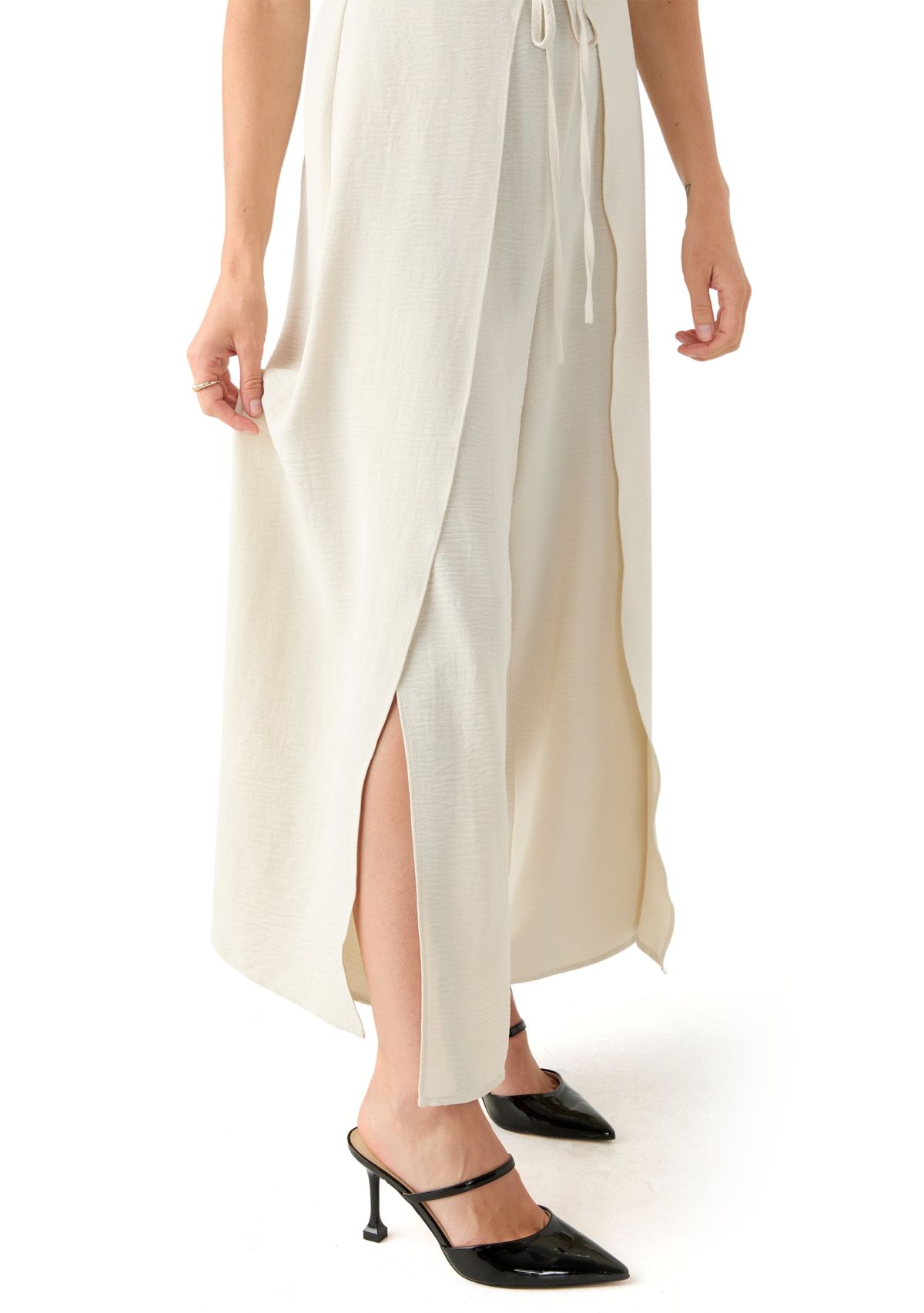 Petite Side Overlap Self Tie Pants