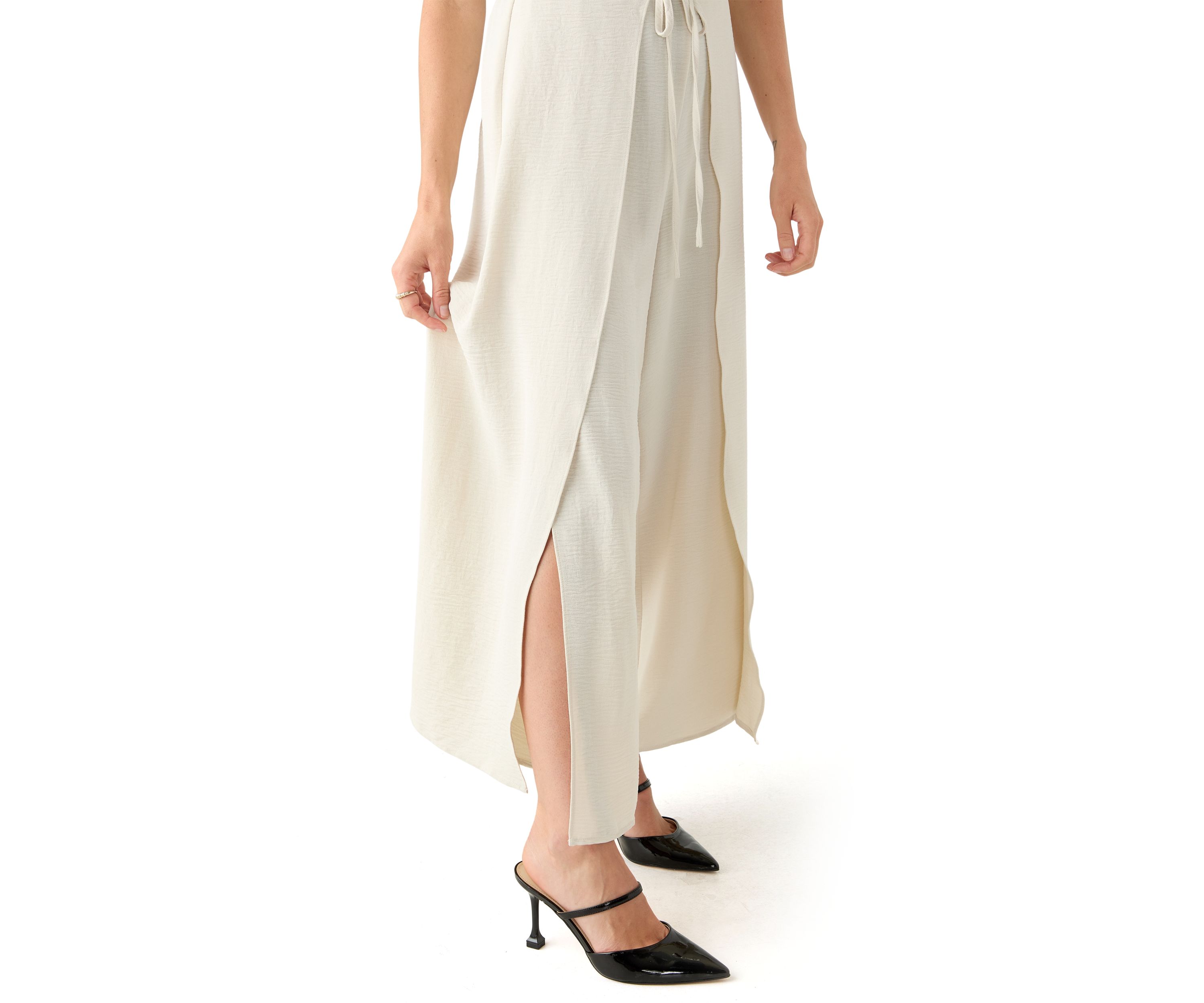 Petite Side Overlap Self Tie Pants