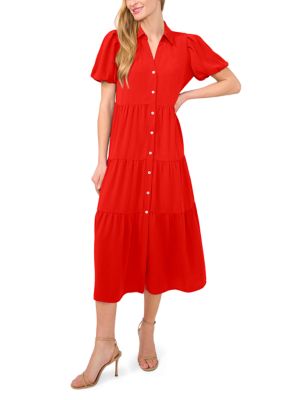 CeCe Petite Puff Sleeve Tiered Maxi Dress Belk