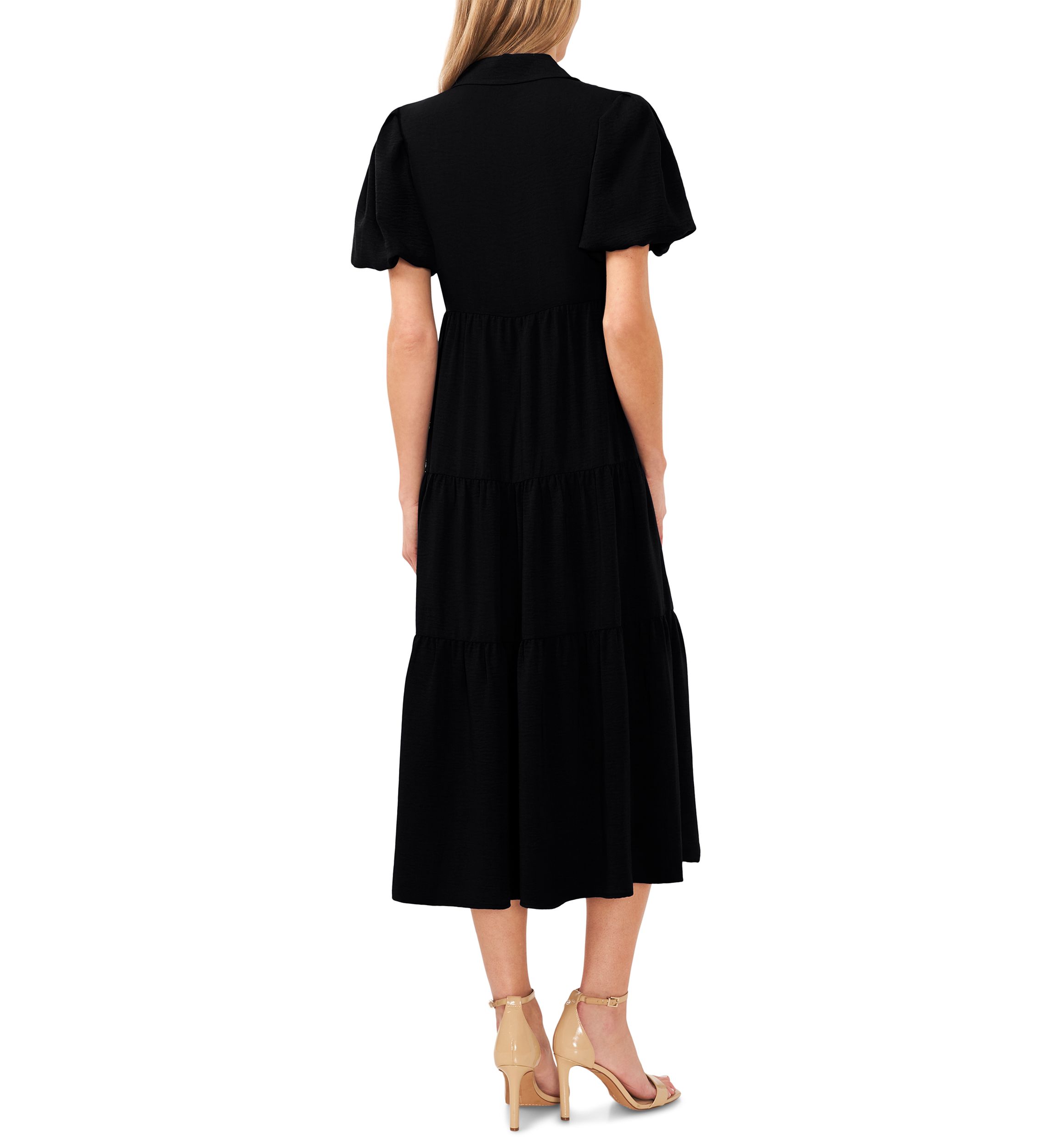 Petite Puff Sleeve Tiered Maxi Dress