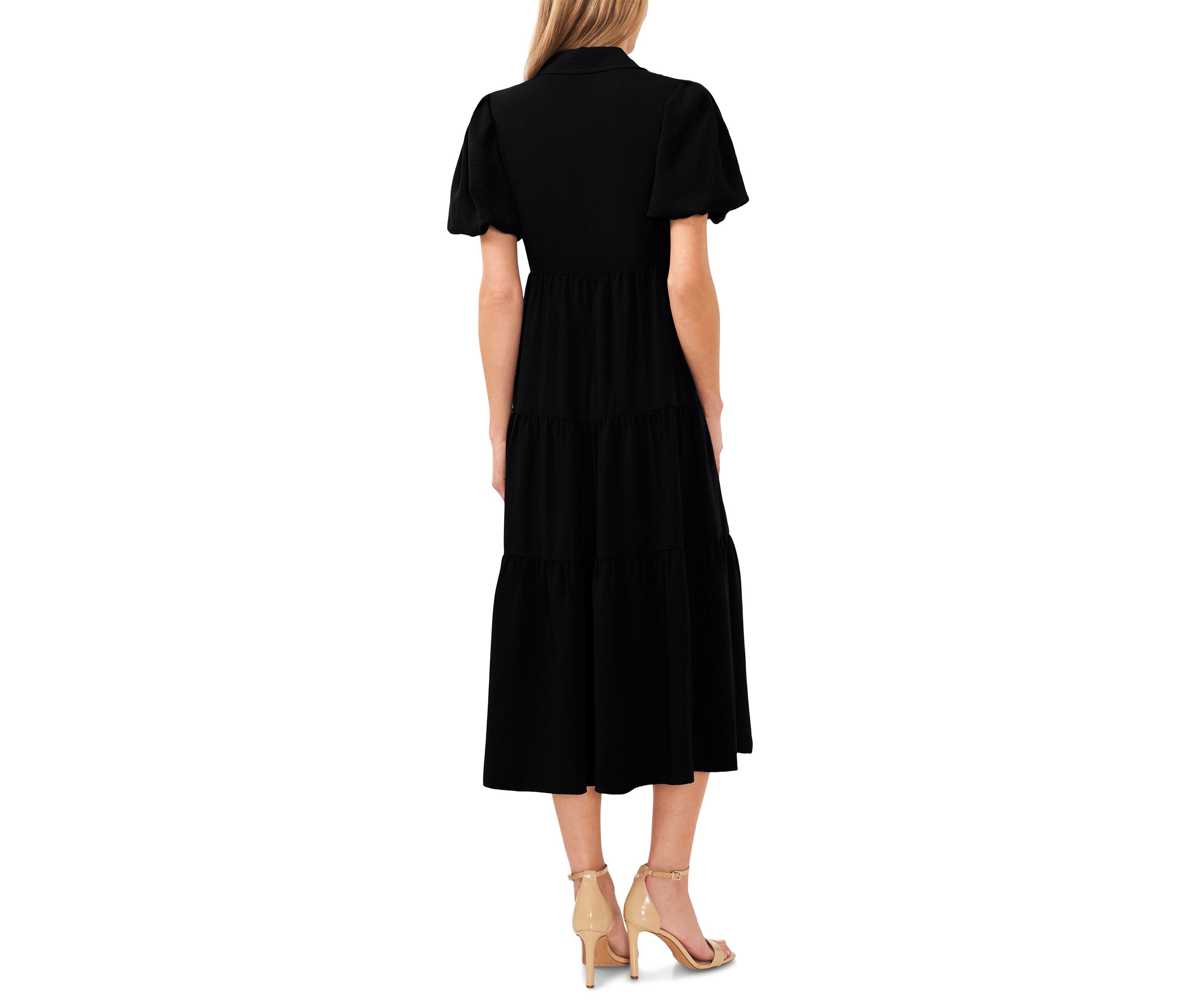 Petite Puff Sleeve Tiered Maxi Dress