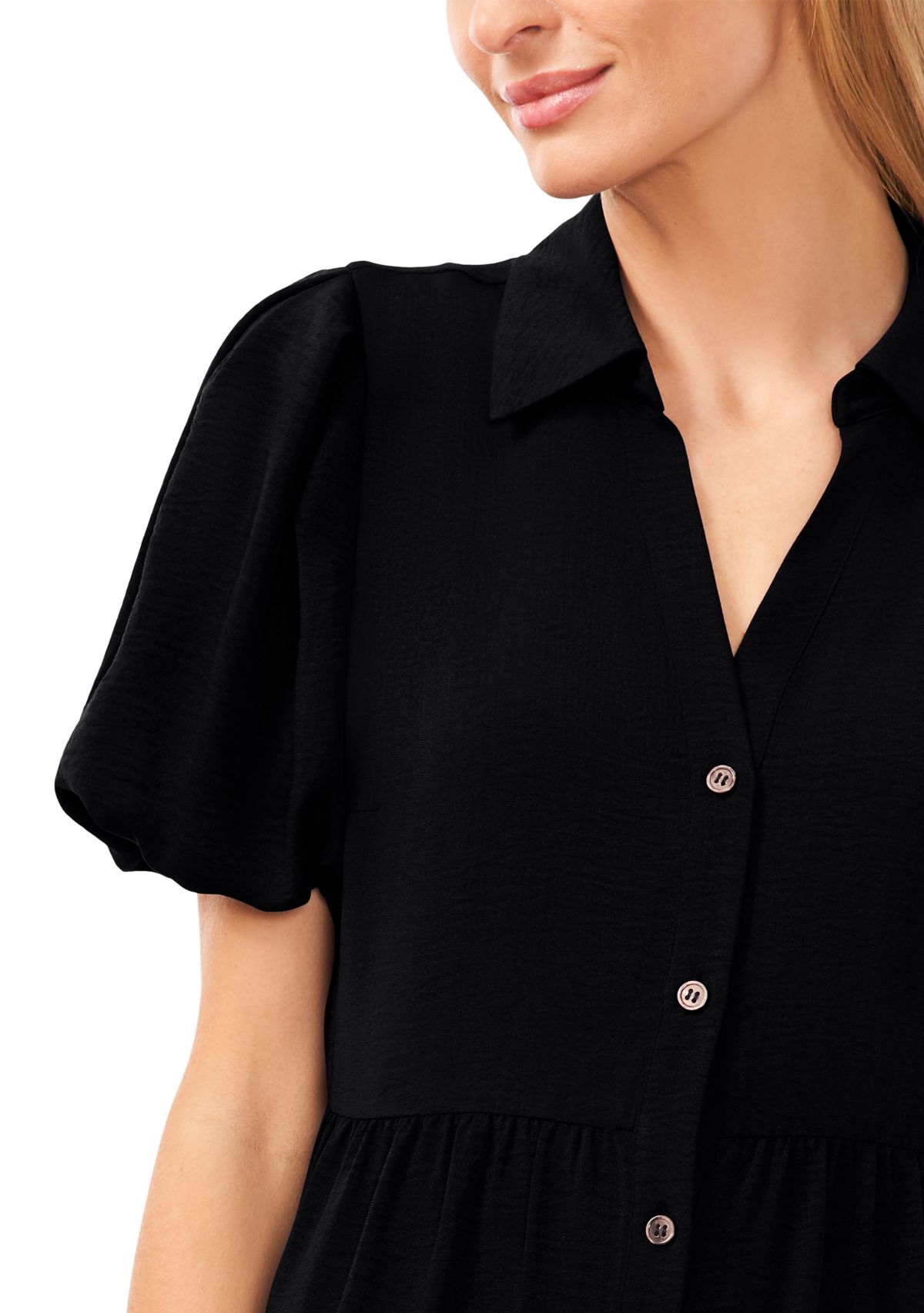 Petite Puff Sleeve Tiered Maxi Dress