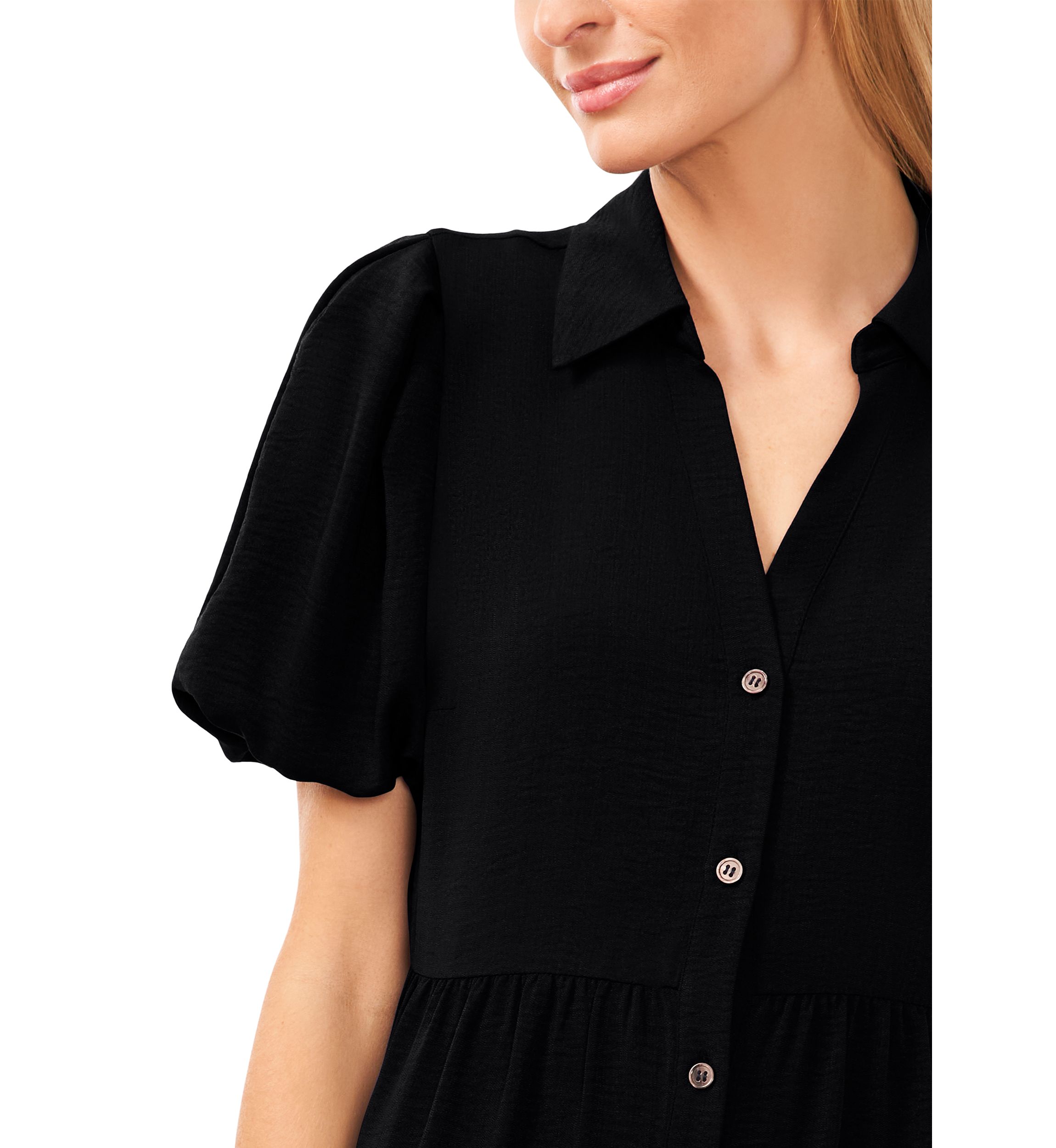 Petite Puff Sleeve Tiered Maxi Dress