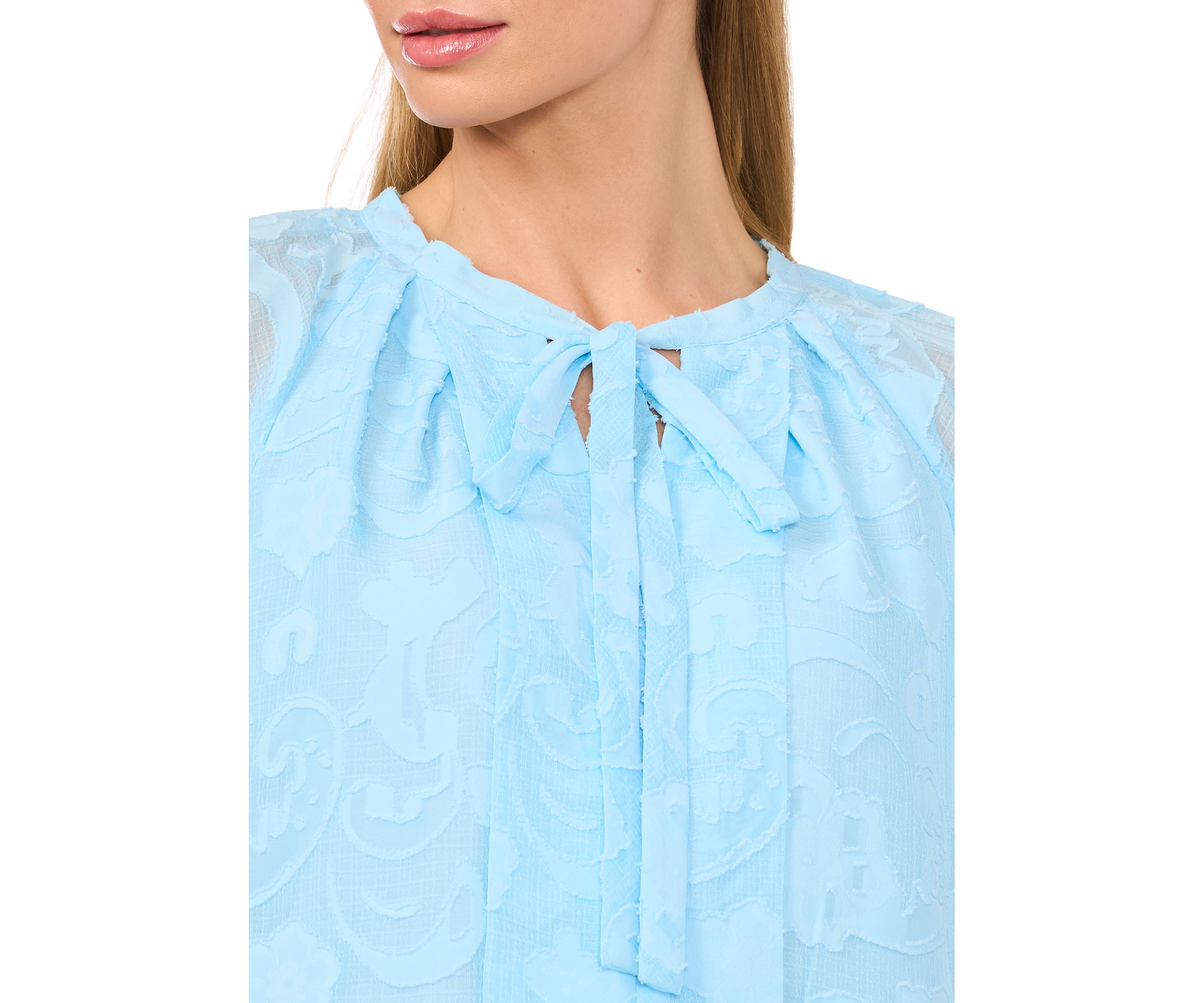Petite Raglan Flutter Sleeve Pleated Bow Top