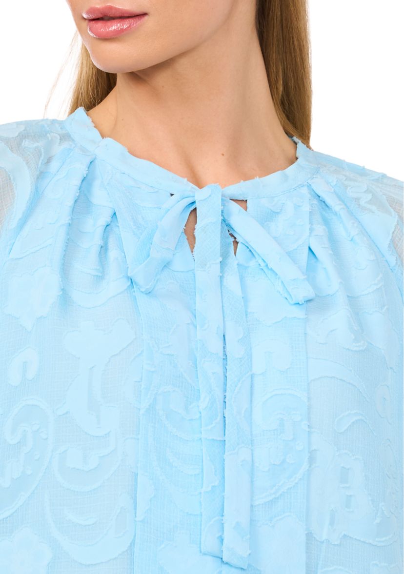 Petite Raglan Flutter Sleeve Pleated Bow Top