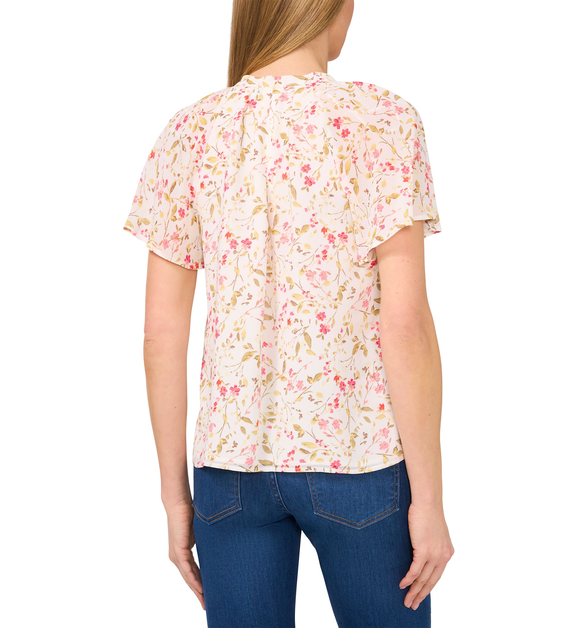 Petite Flutter Sleeve Pleated Top