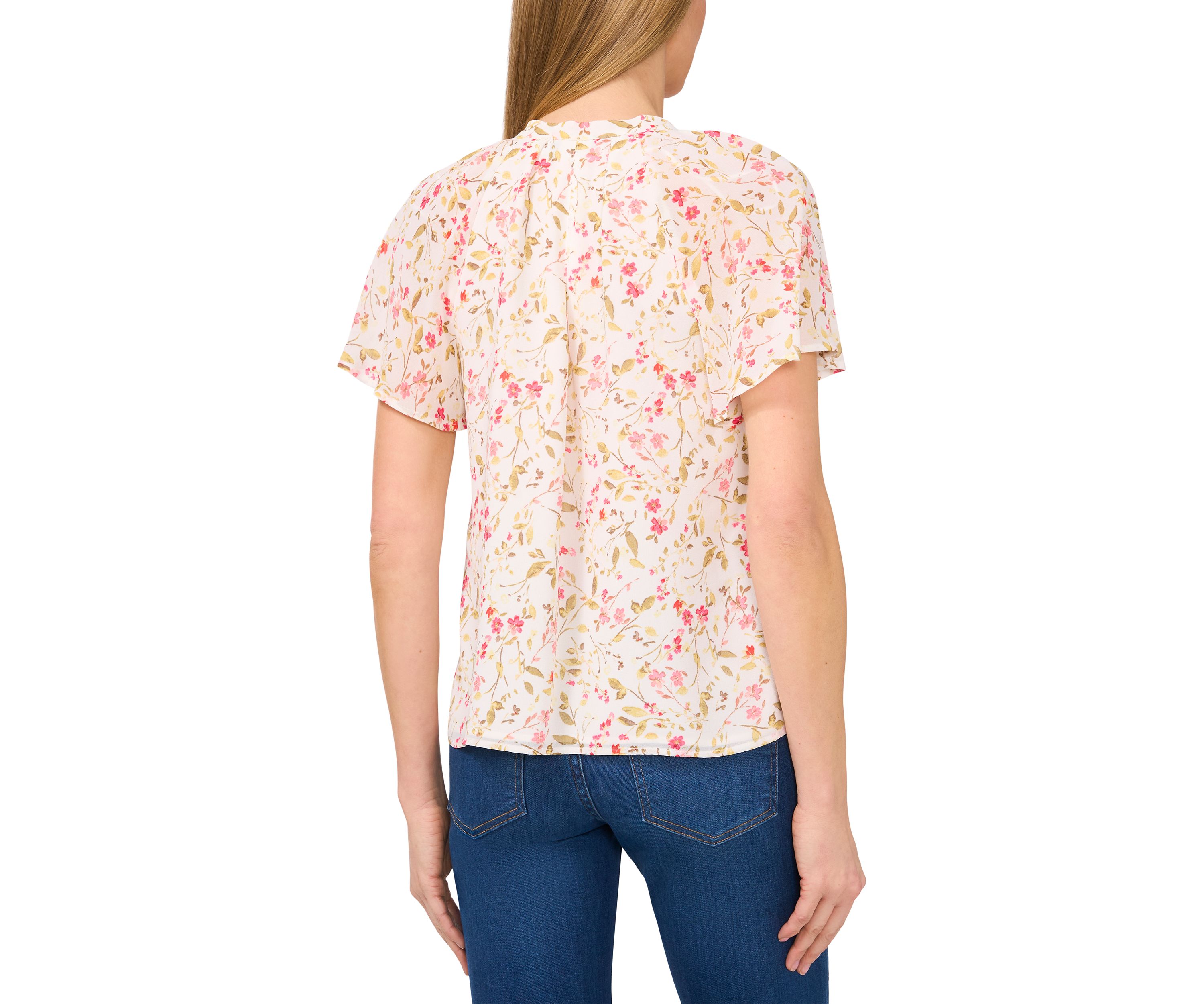 Petite Flutter Sleeve Pleated Top