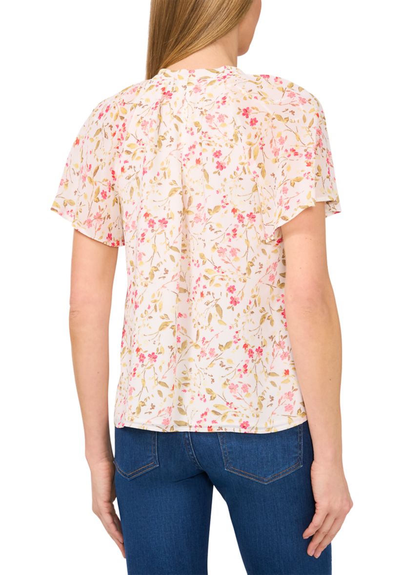Petite Flutter Sleeve Pleated Top
