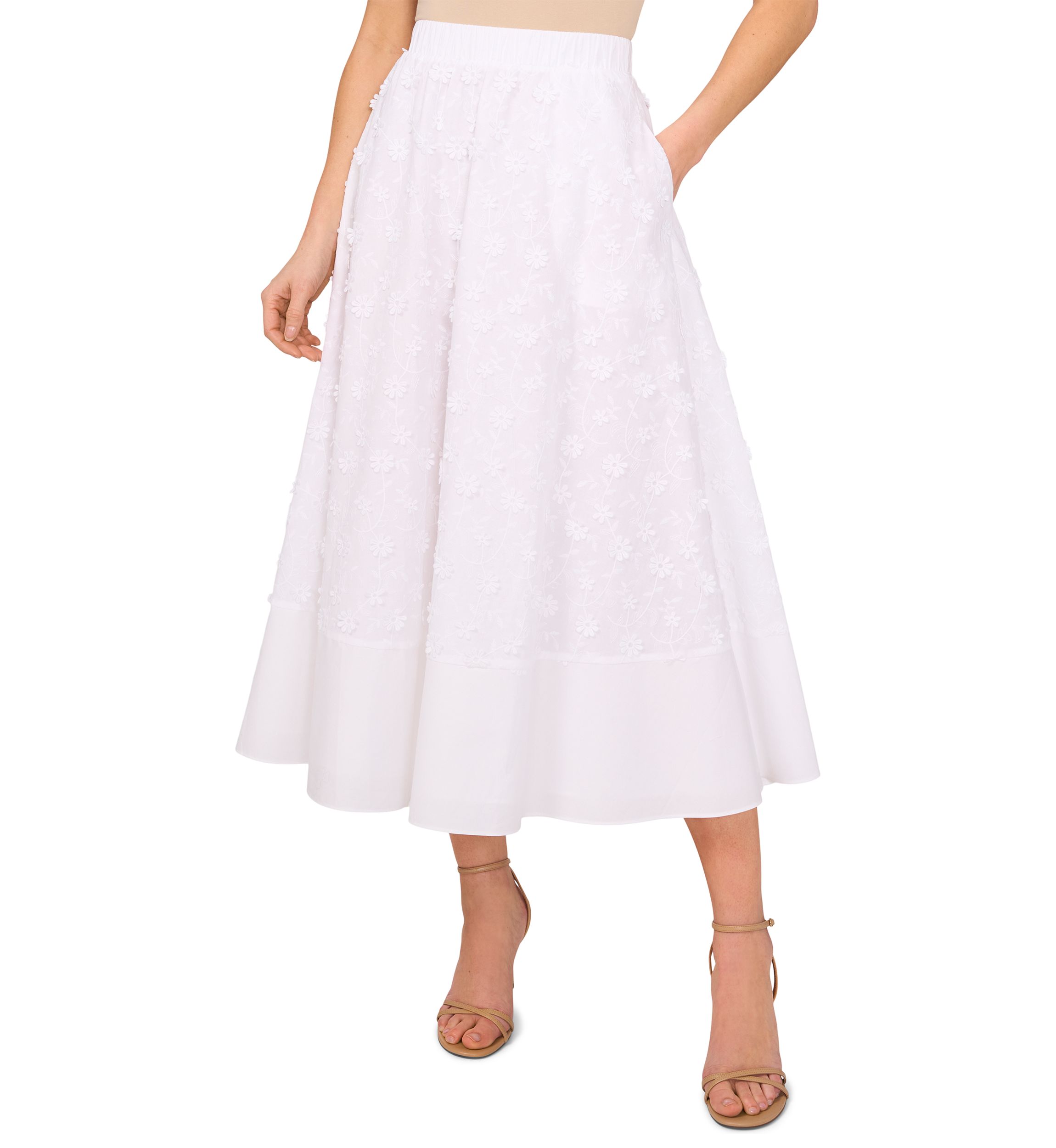 Petite Elastic Waist Midi Skirt