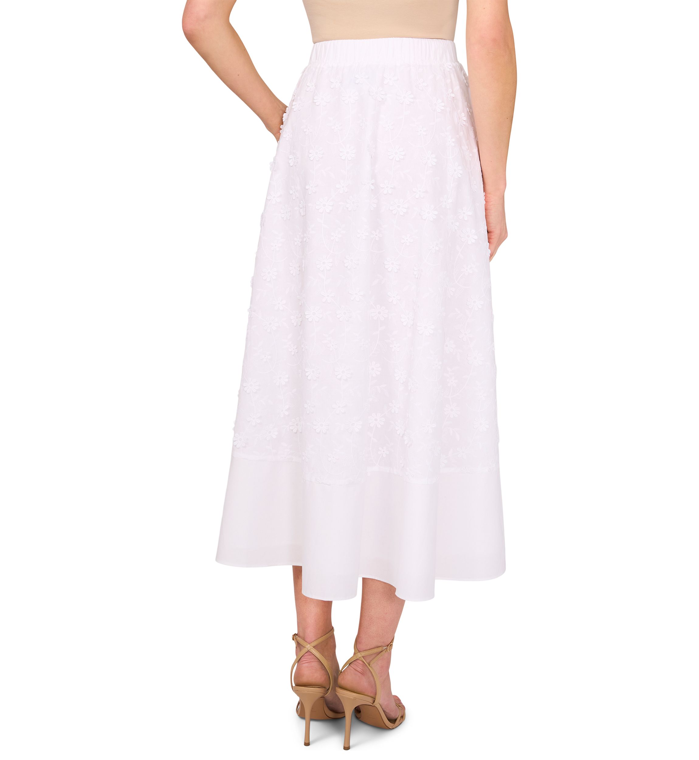 Petite Elastic Waist Midi Skirt