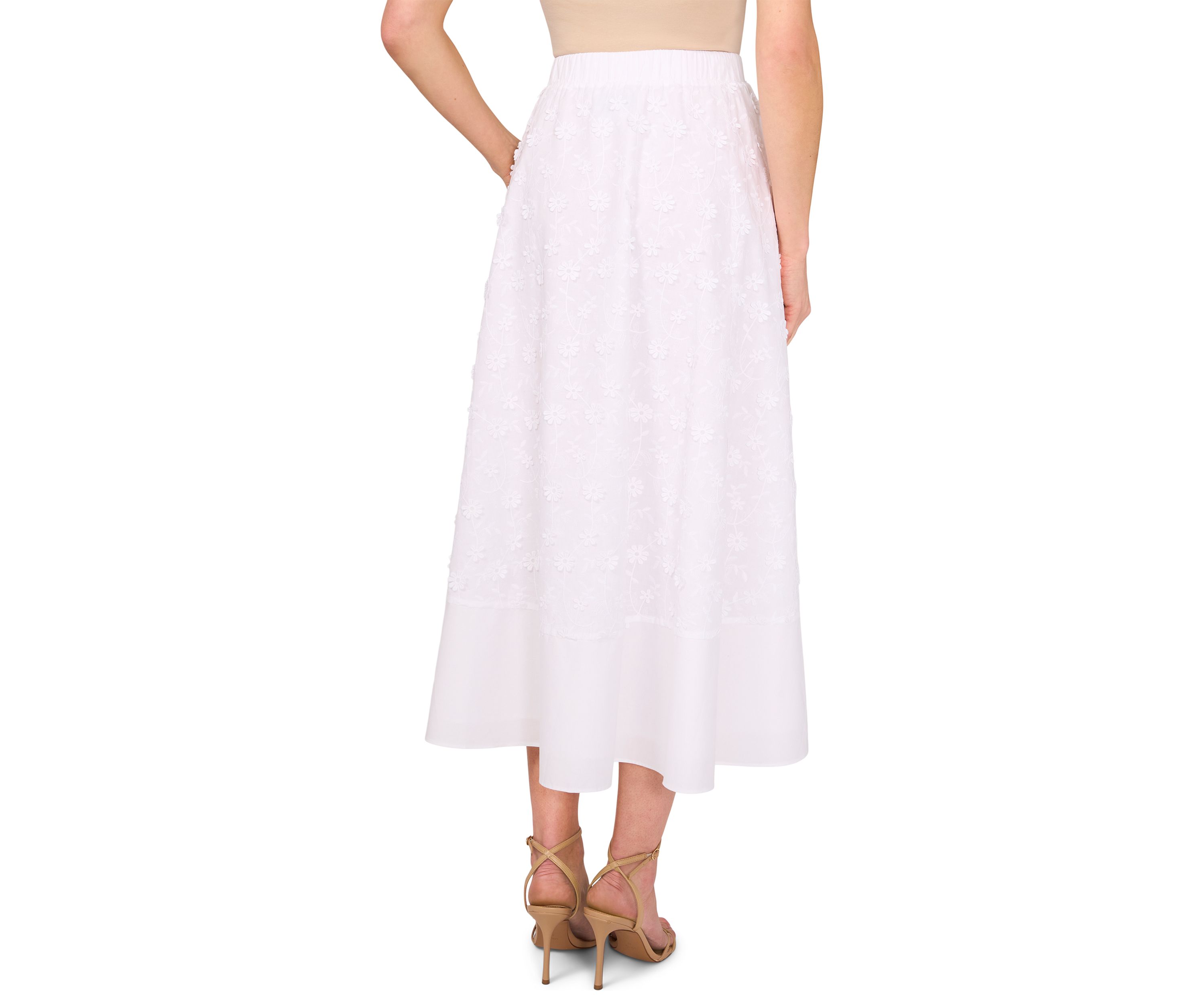 Petite Elastic Waist Midi Skirt