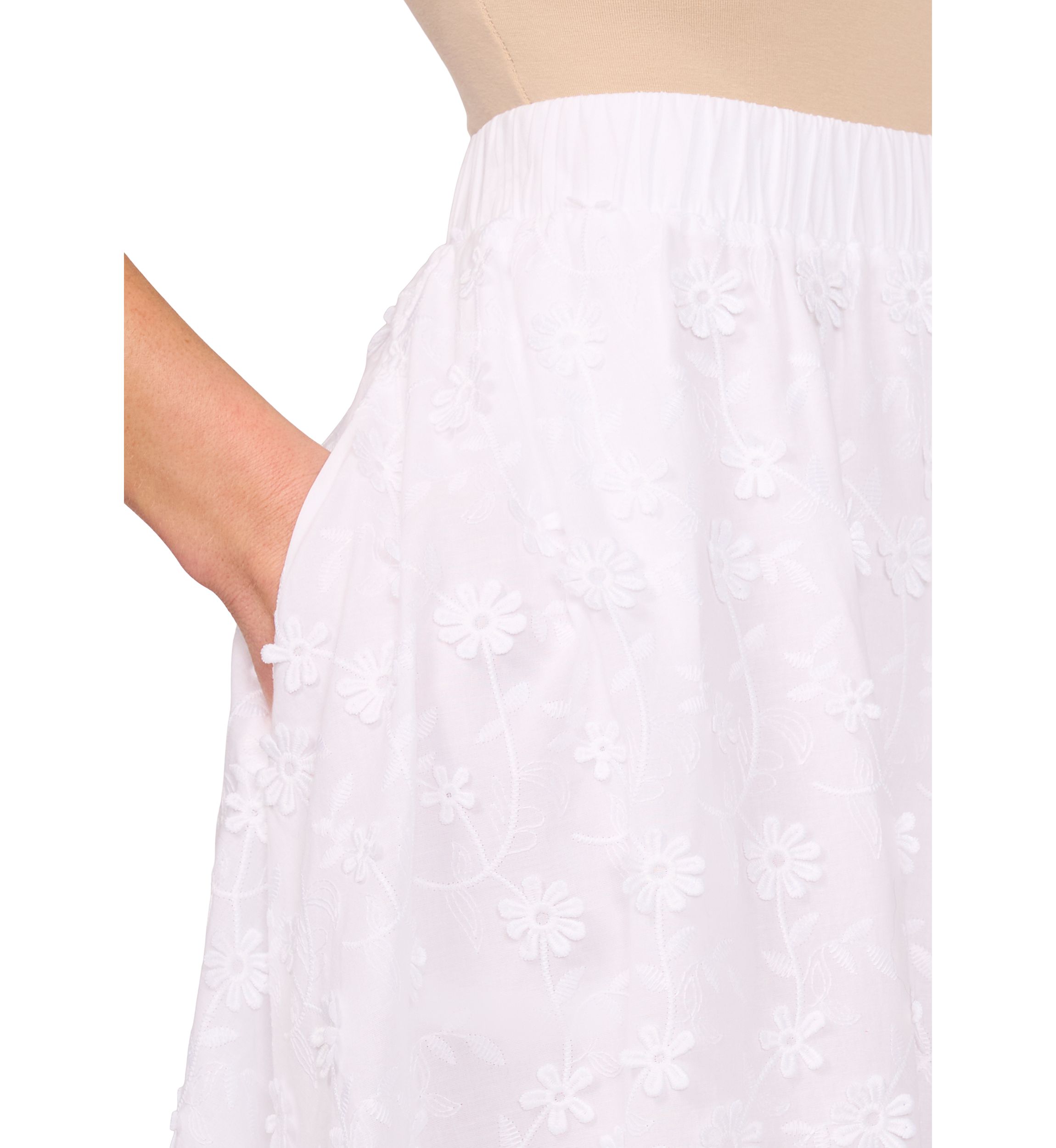 Petite Elastic Waist Midi Skirt