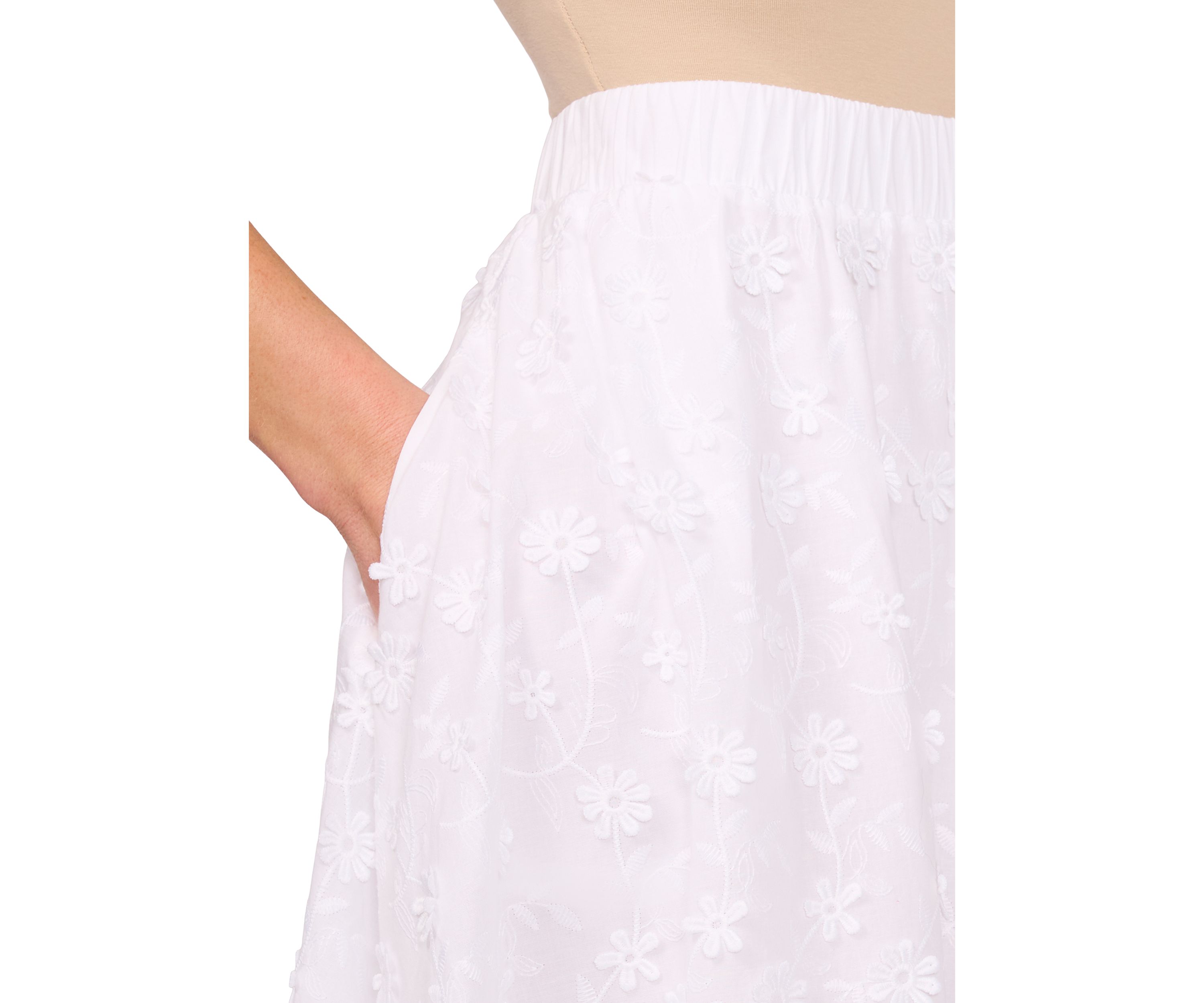 Petite Elastic Waist Midi Skirt
