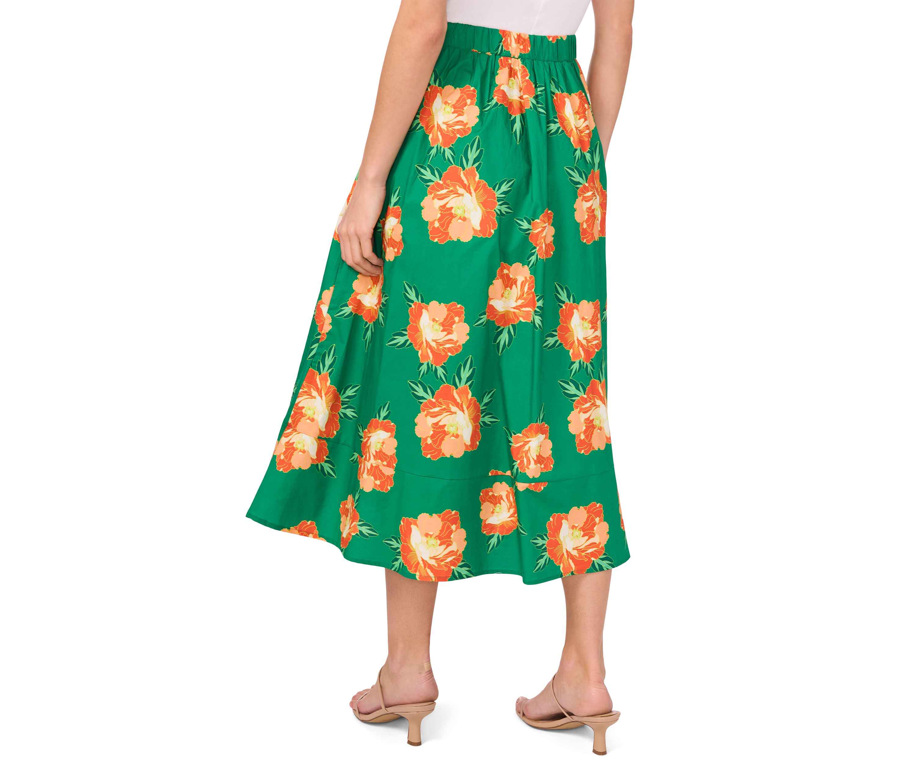 Petite Elastic Waist Midi Skirt