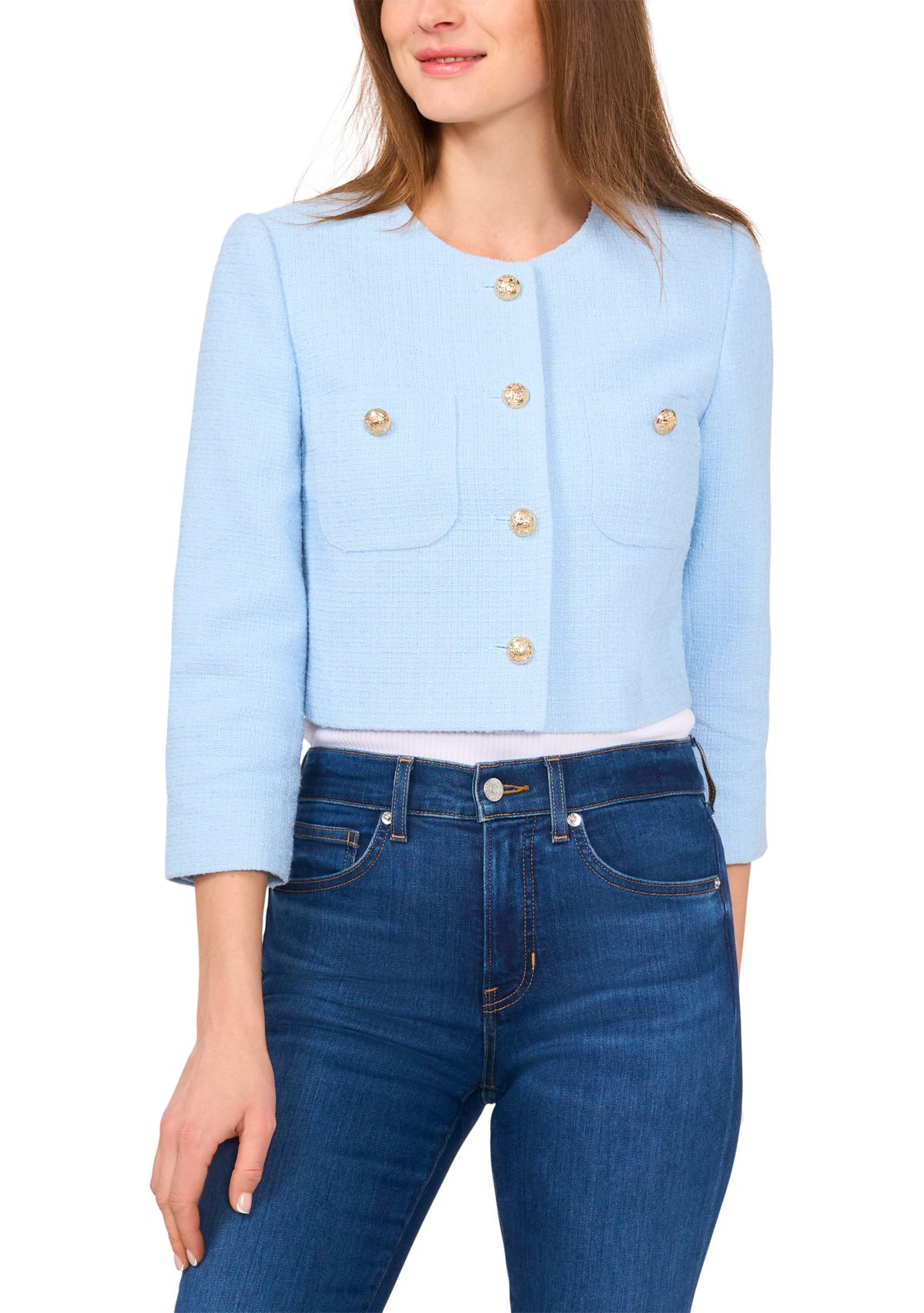 Petite Long Sleeve Collarless Jacket 