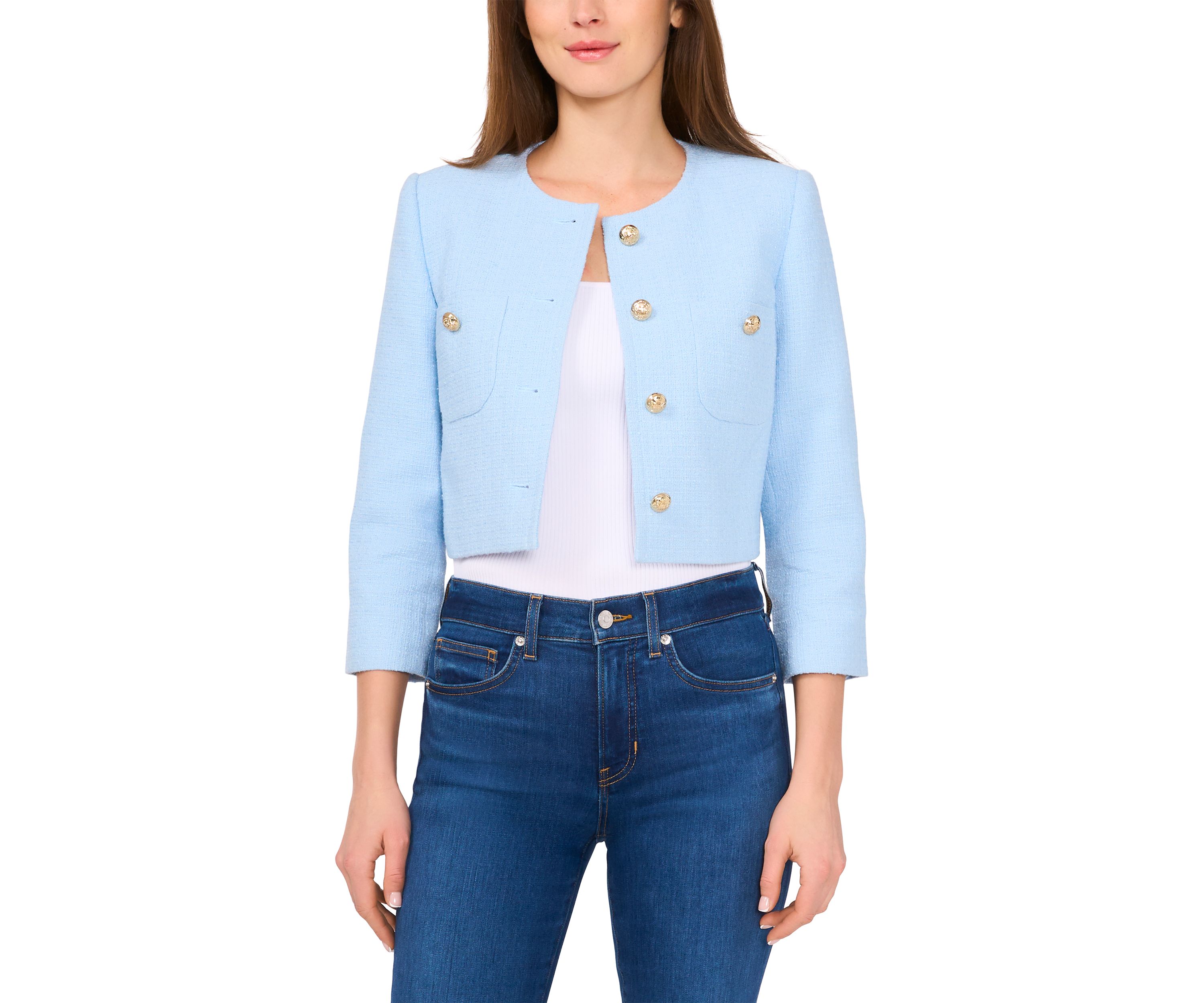 Petite Long Sleeve Collarless Jacket 