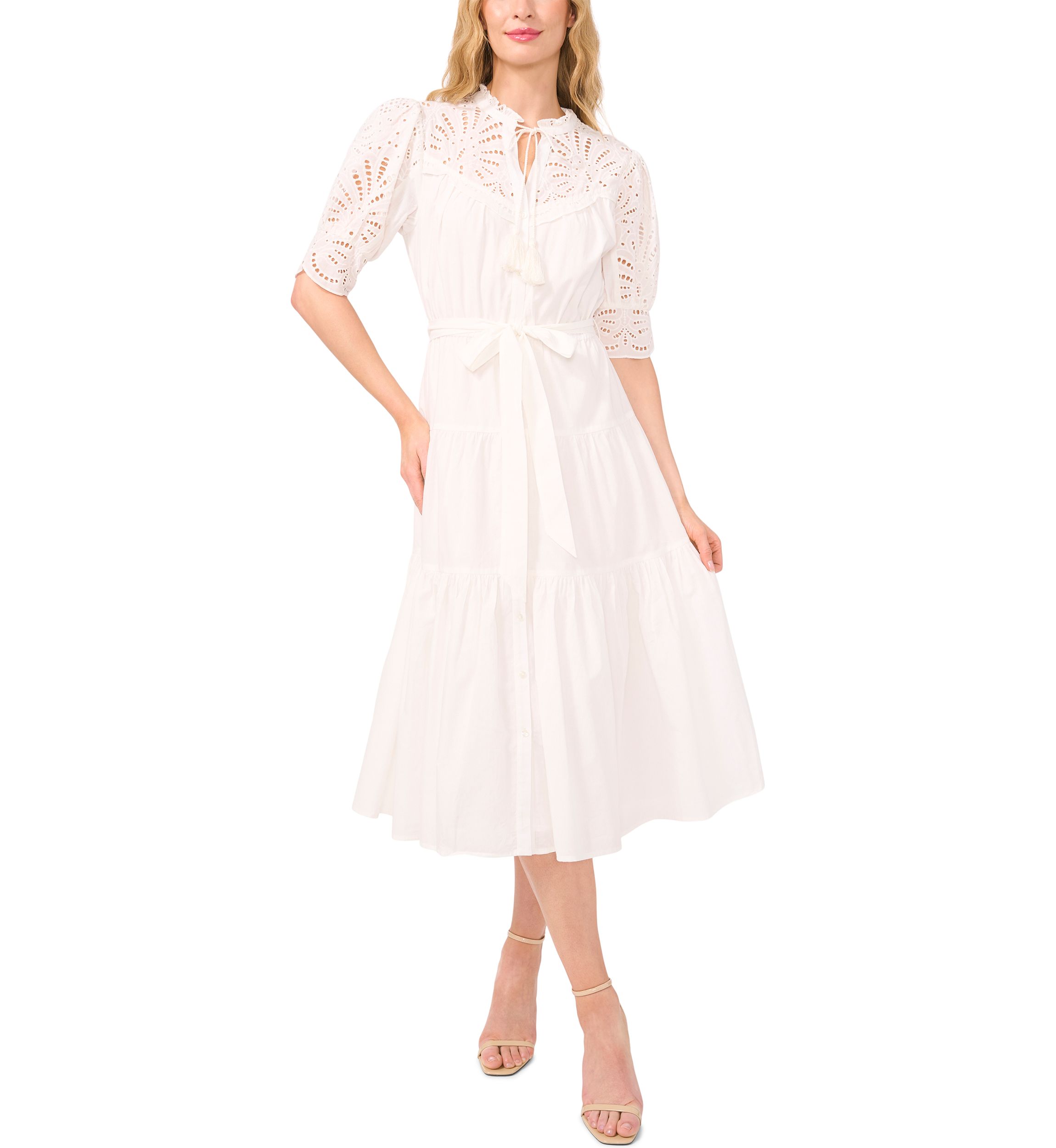 Petite Eyelet Midi Dress 