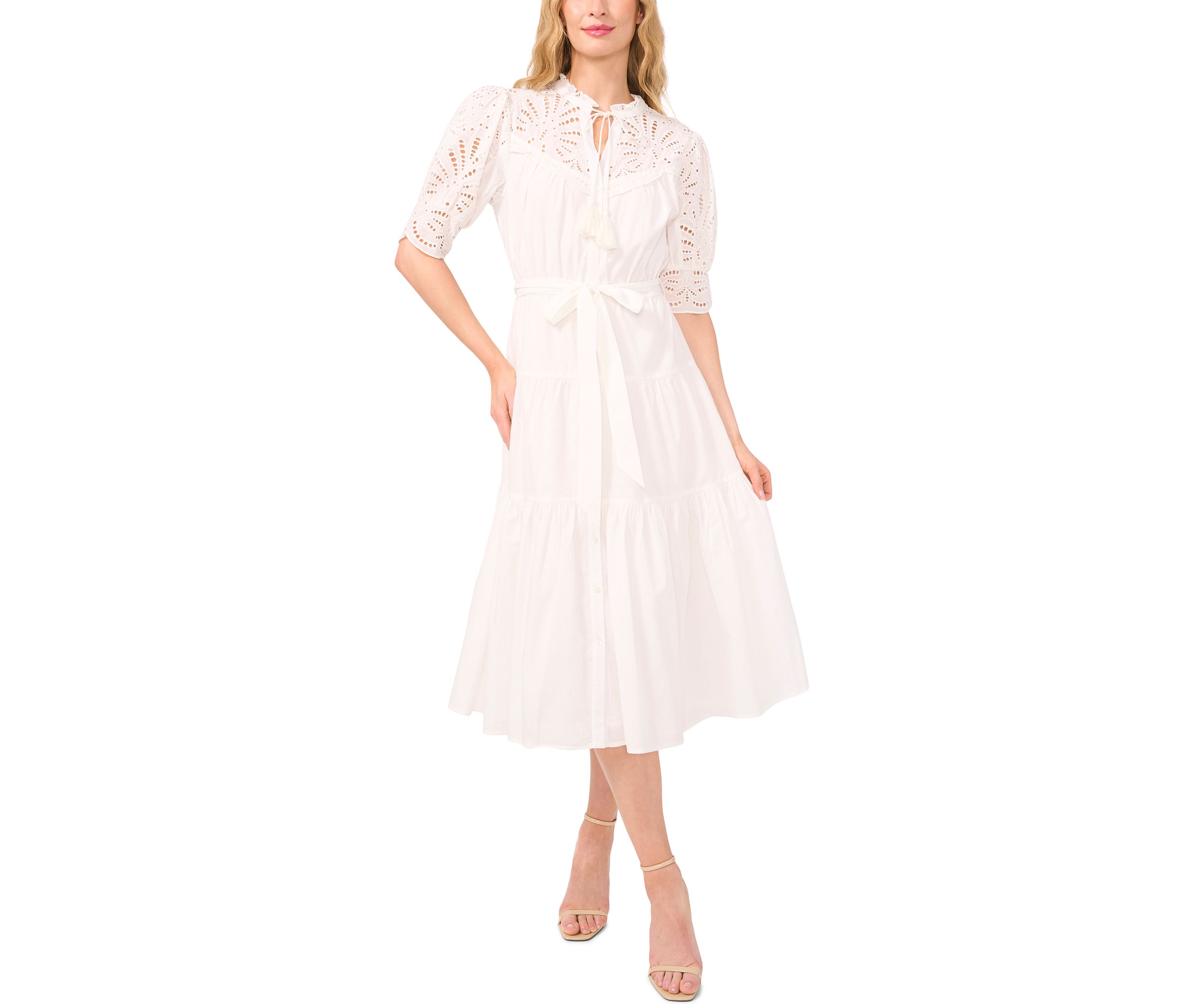 Petite Eyelet Midi Dress 