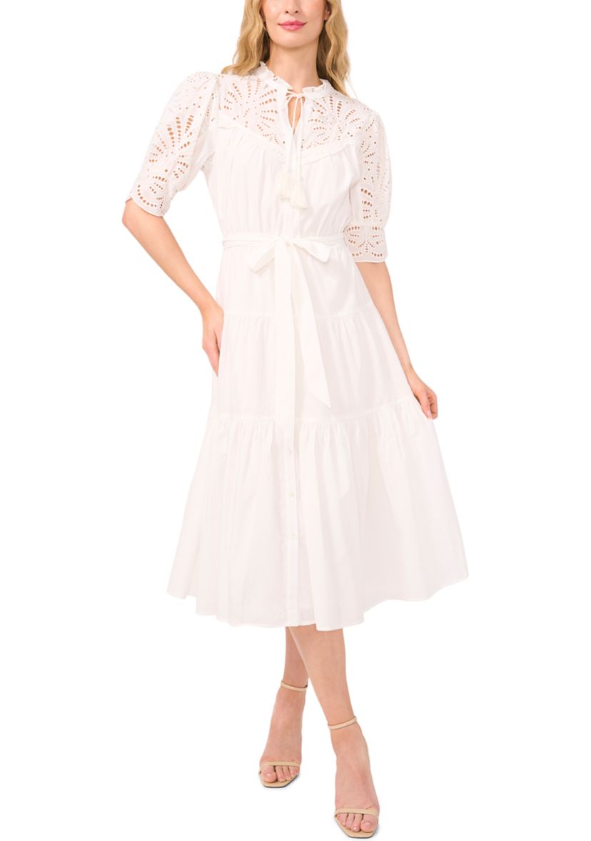 Petite Eyelet Midi Dress 