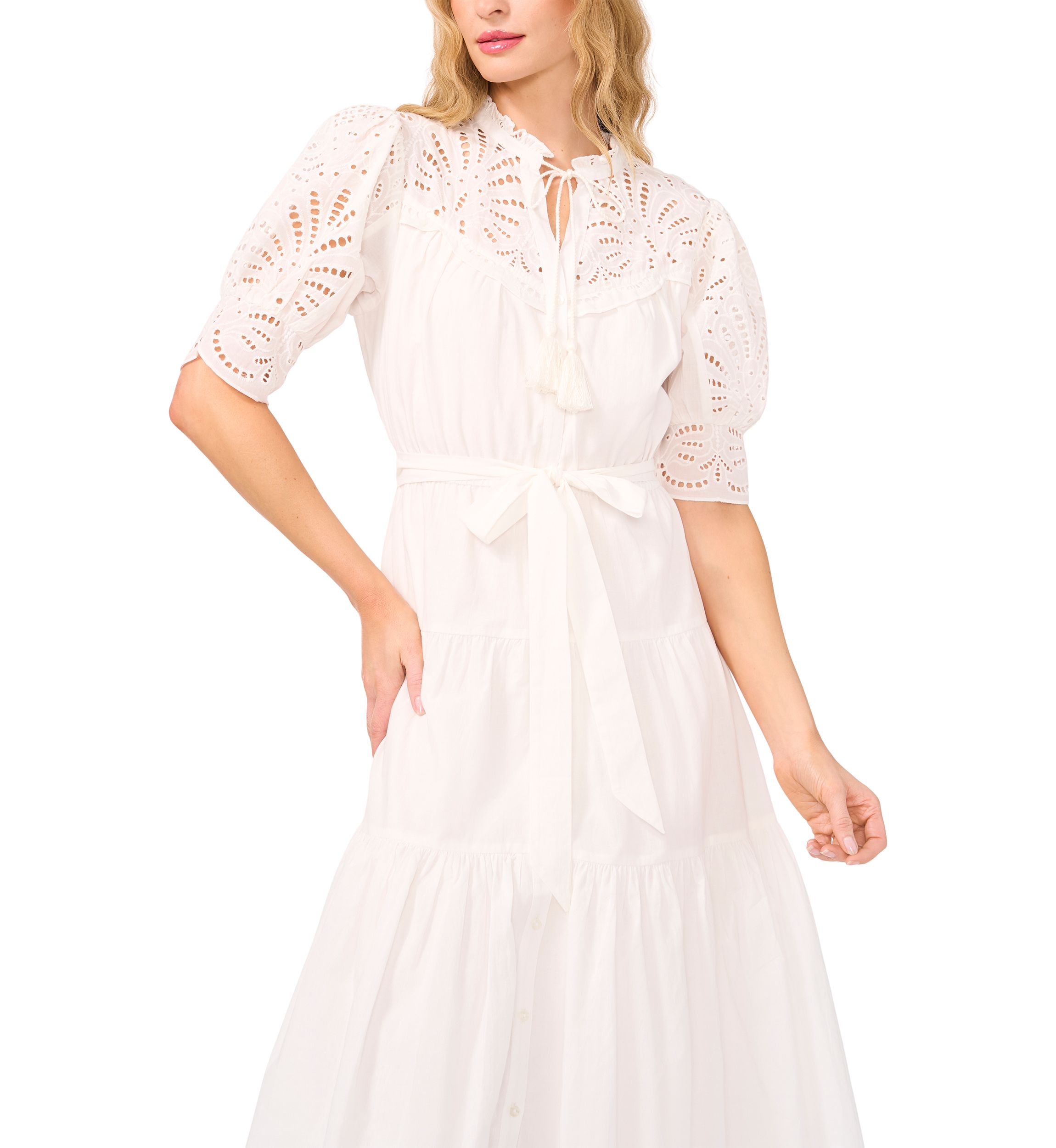 Petite Eyelet Midi Dress 