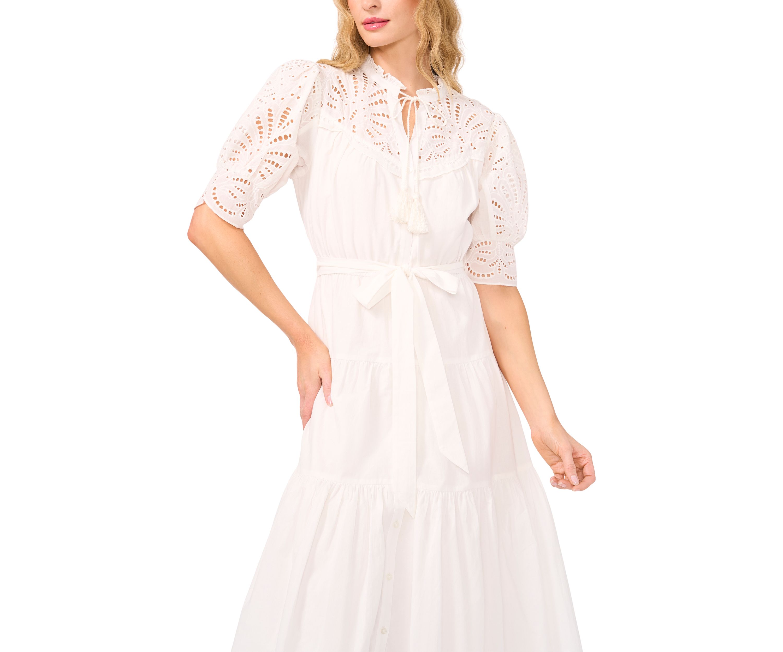 Petite Eyelet Midi Dress 