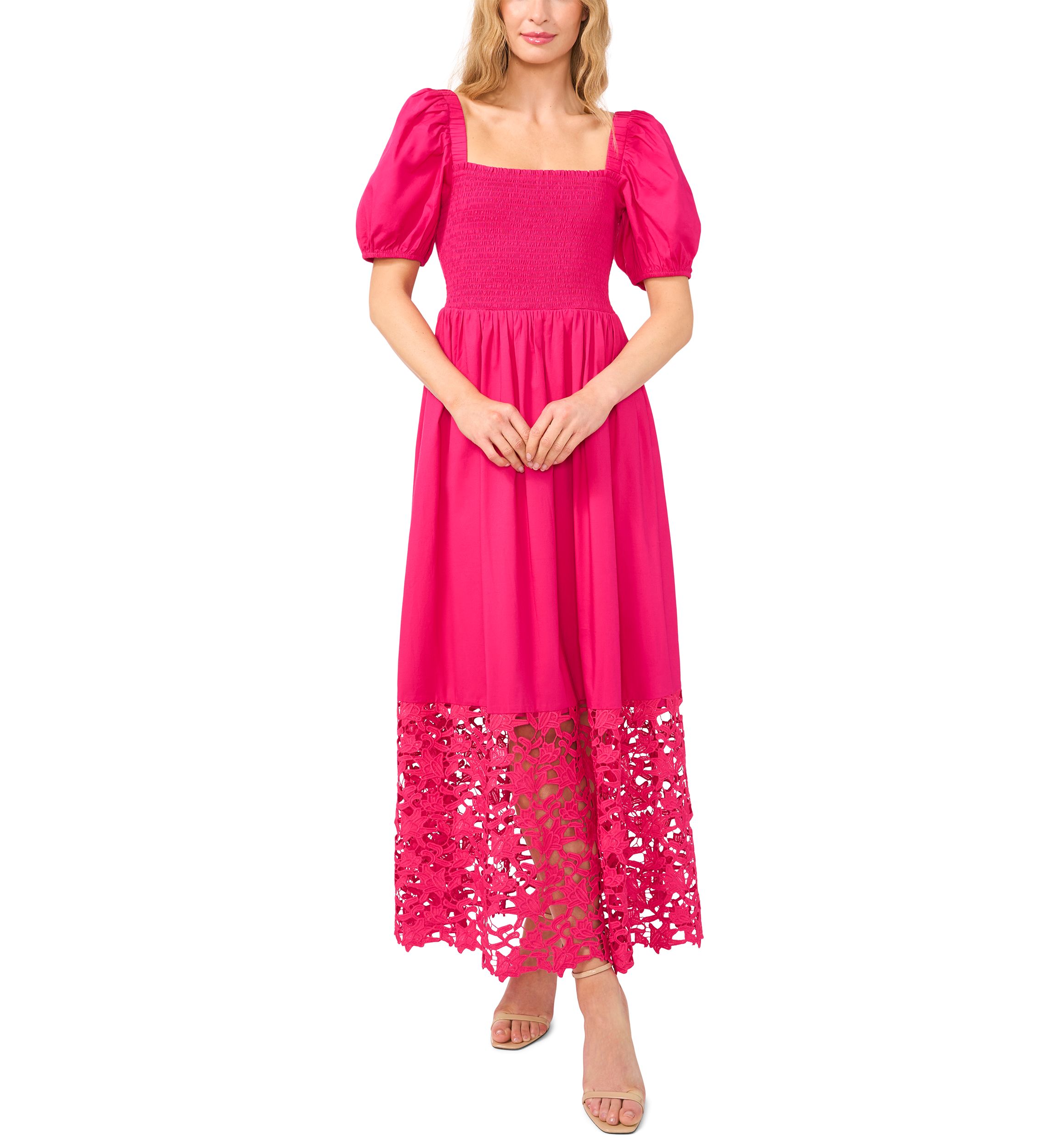Petite Square Neck Eyelet Dress