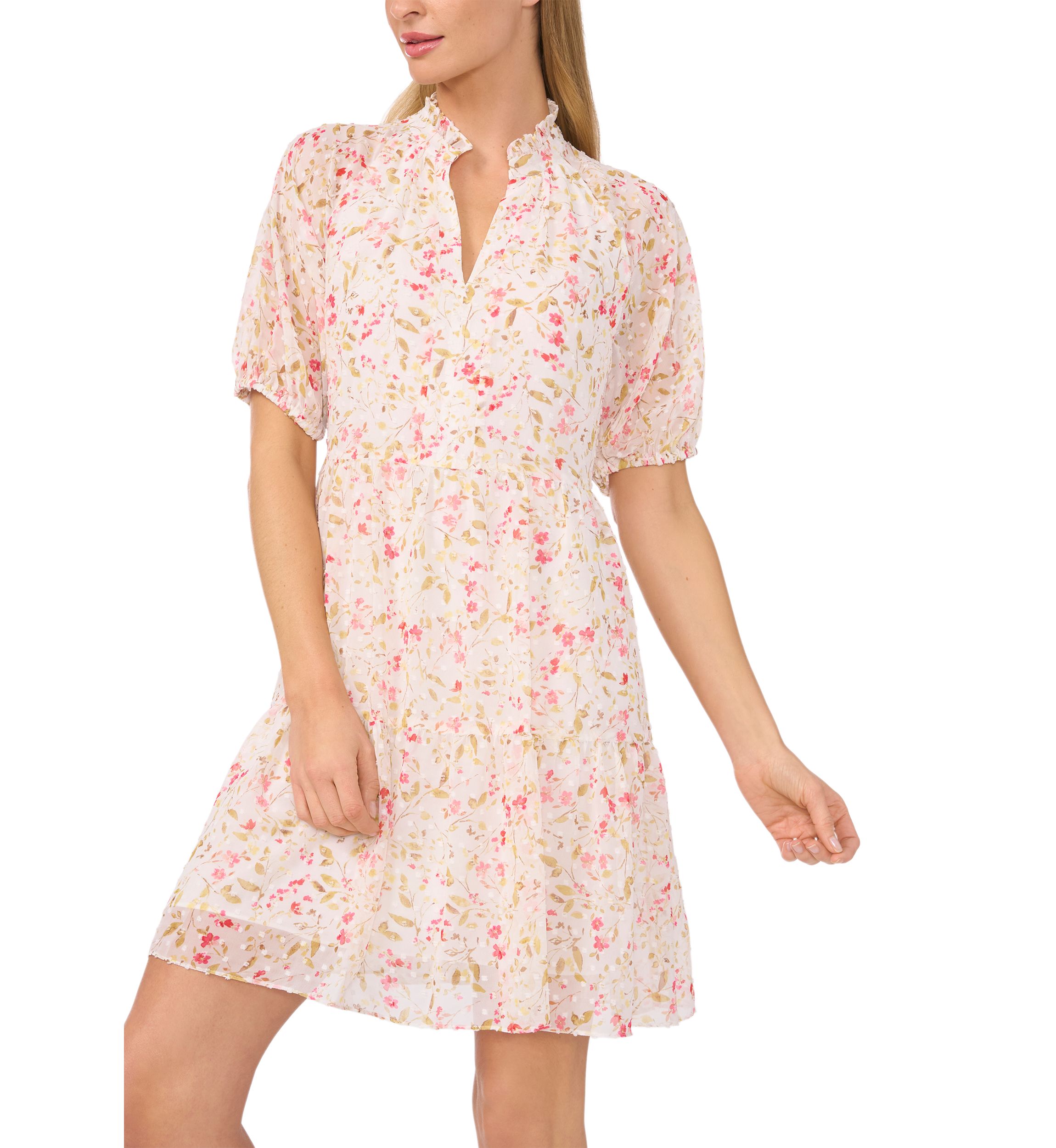 Petite Short Sleeve Printed Dress