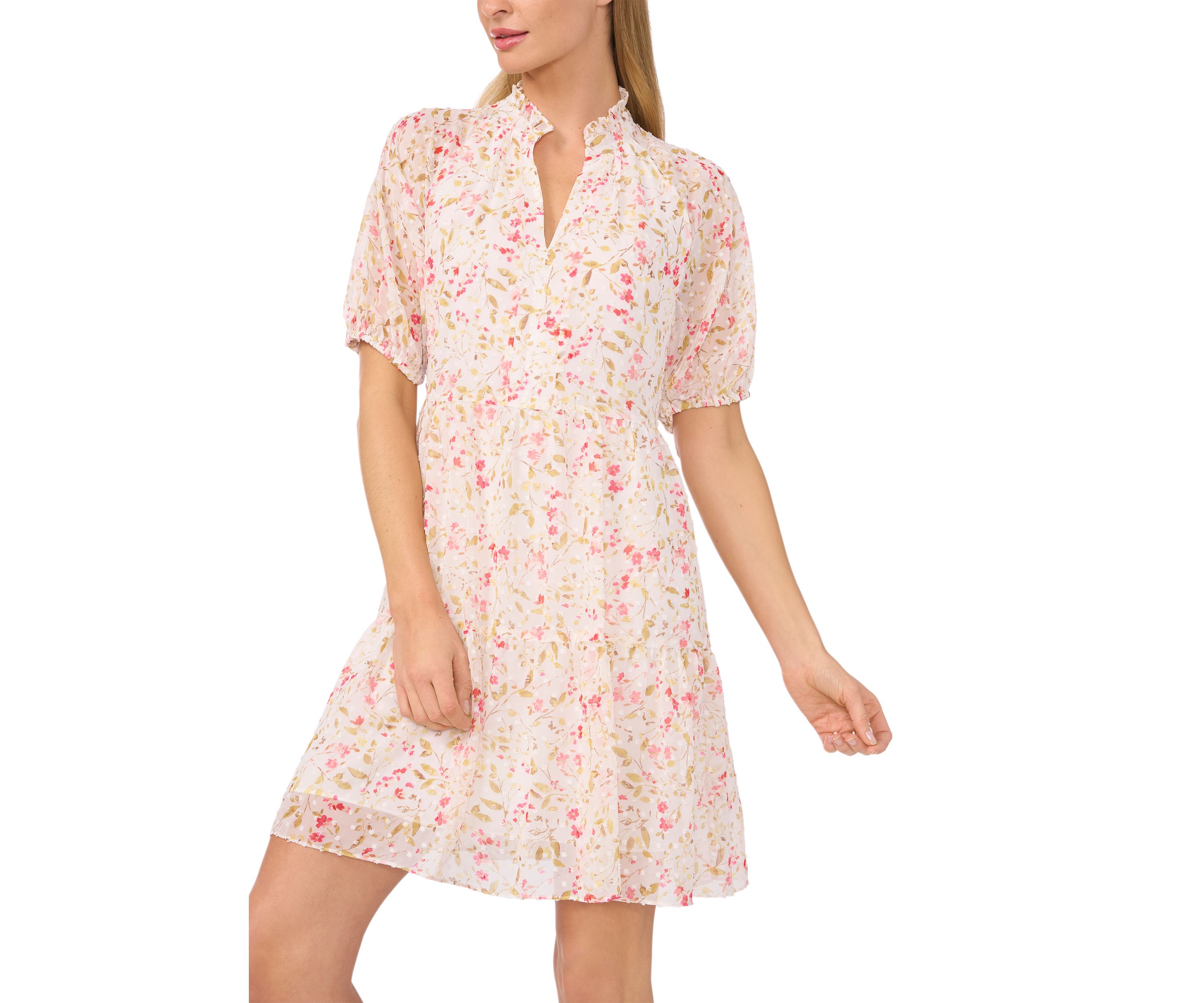 Petite Short Sleeve Printed Dress