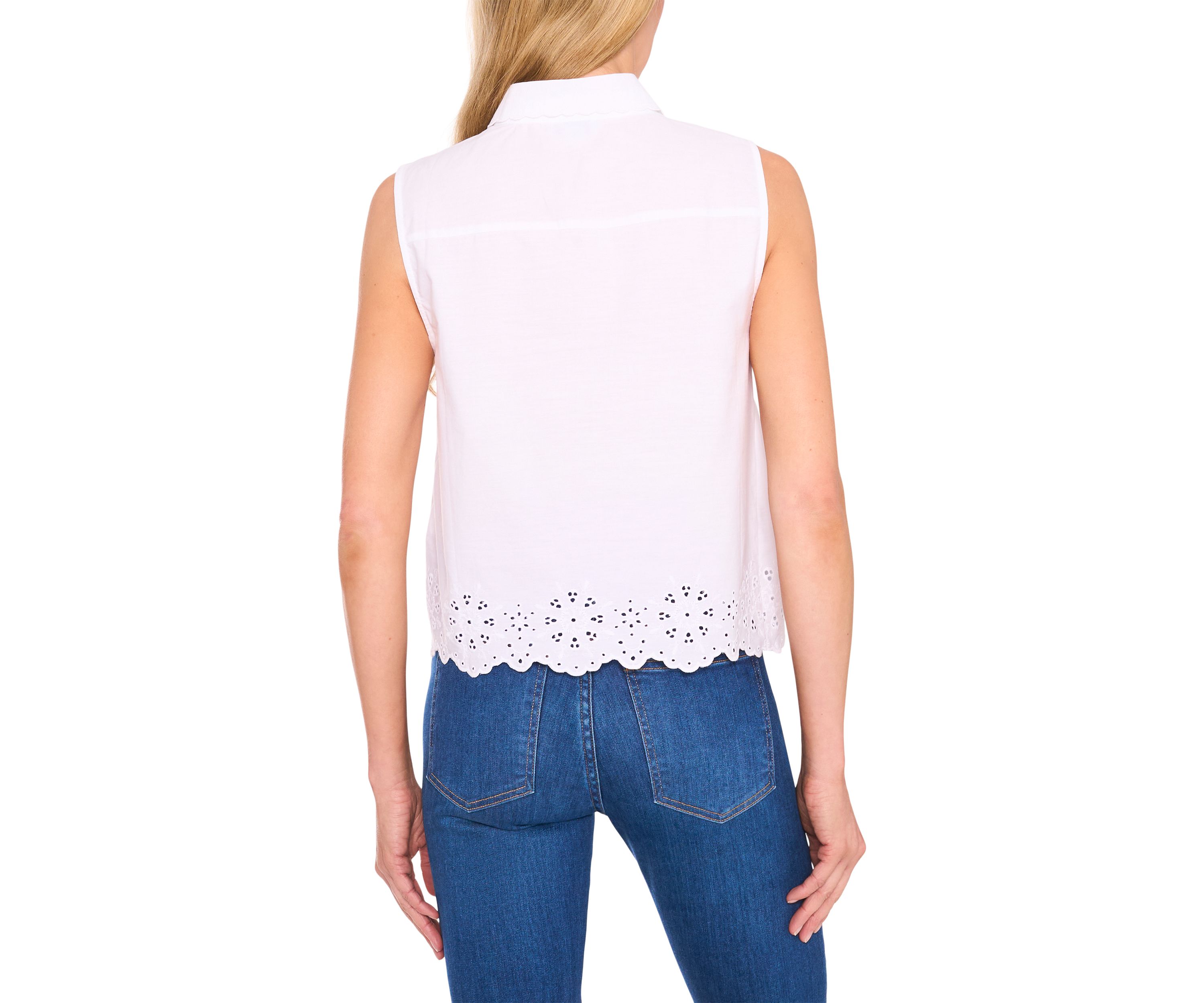 Petite Eyelet Embroidered Blouse