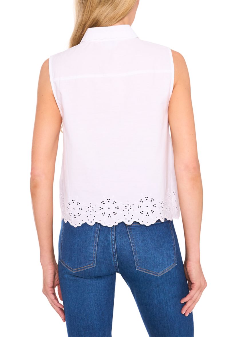 Petite Eyelet Embroidered Blouse
